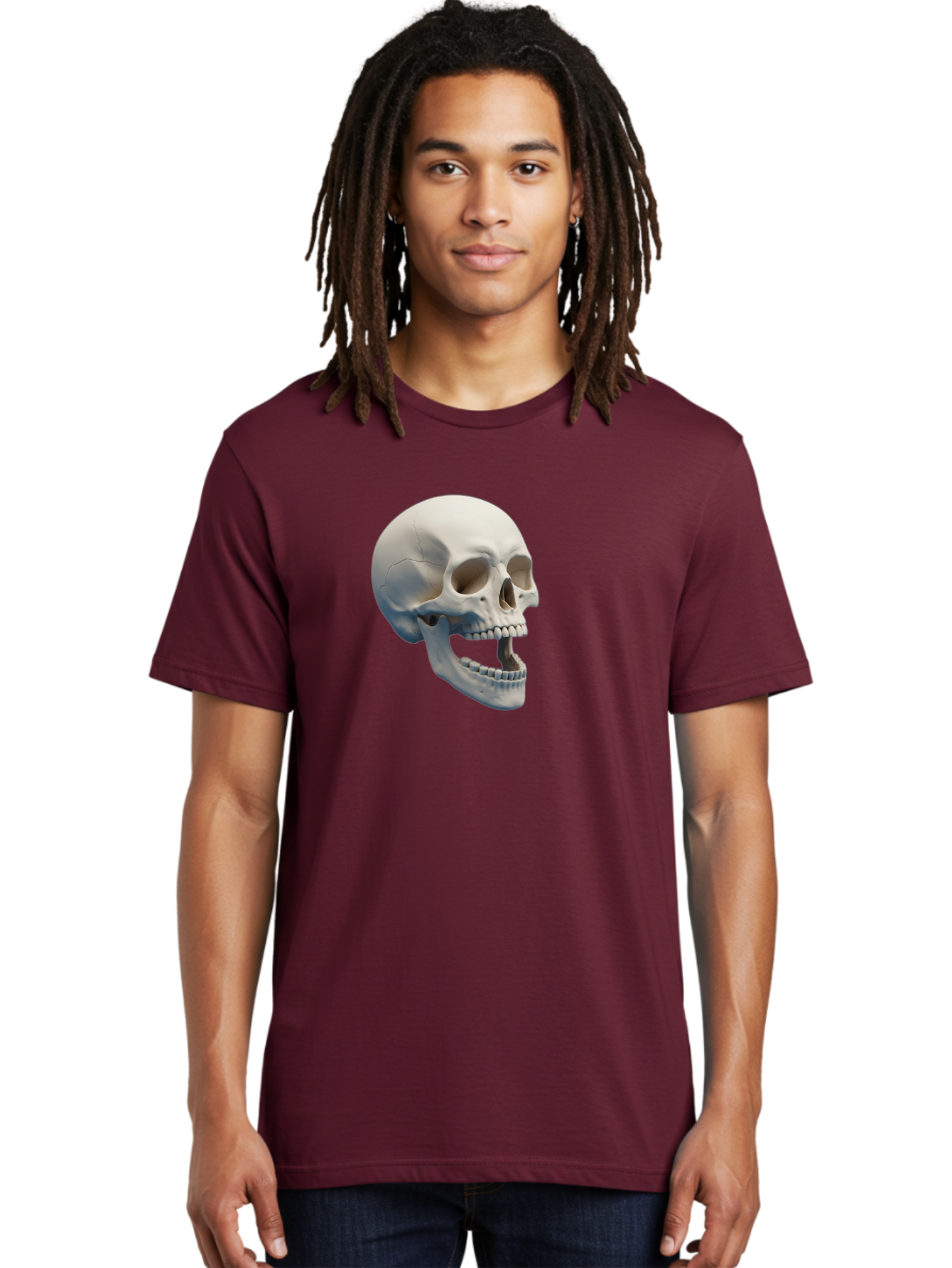 Human-Skull-1 Men'S Graphic Tee, 100% Cotton, Comfortable Casual Summer Wear, Machine Washable, Human Skull, Skeletal Head, Anatomy, Bones, Teeth, Jawbone, Scientific Illustration, Medical Art, 3D Rendering, Detailed Model Bad204 30
