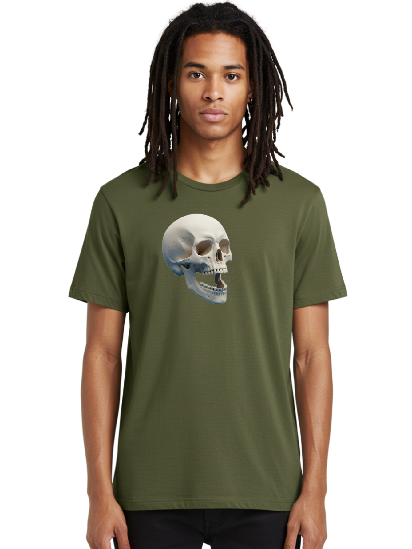 Human-Skull-1 Men'S Graphic Tee, 100% Cotton, Comfortable Casual Summer Wear, Machine Washable, Human Skull, Skeletal Head, Anatomy, Bones, Teeth, Jawbone, Scientific Illustration, Medical Art, 3D Rendering, Detailed Model Bad204 24