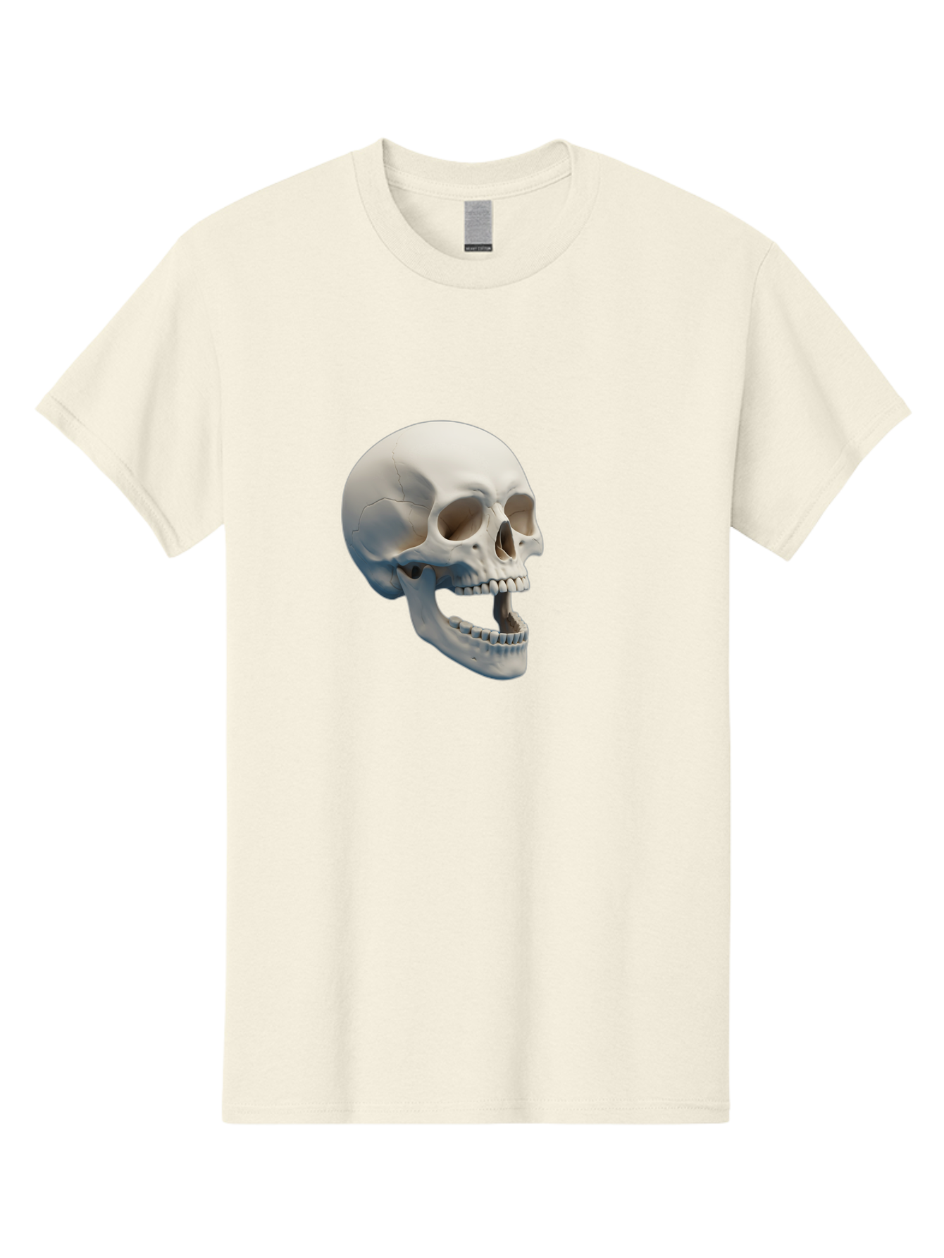 Human-Skull-1 Men'S Graphic Tee, 100% Cotton, Comfortable Casual Summer Wear, Machine Washable, Human Skull, Skeletal Head, Anatomy, Bones, Teeth, Jawbone, Scientific Illustration, Medical Art, 3D Rendering, Detailed Model Bad204 3