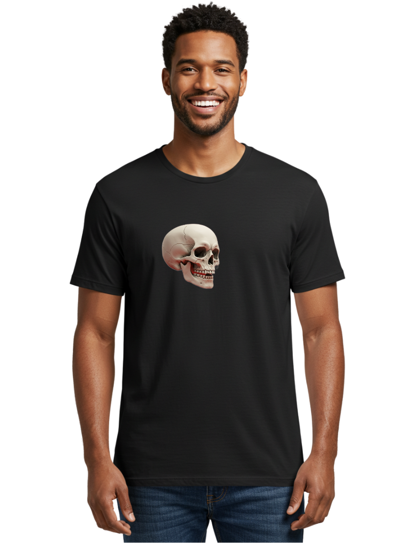 Human-Skull Men'S Graphic Tee, 100% Cotton, Comfortable Casual Summer Wear, Machine Washable, Human Skull, Skeletal Head, Anatomy, Bone Structure, Dental Anatomy, Forensic Science, Medical Education, Death Symbol, Gothic Art Bad205 19