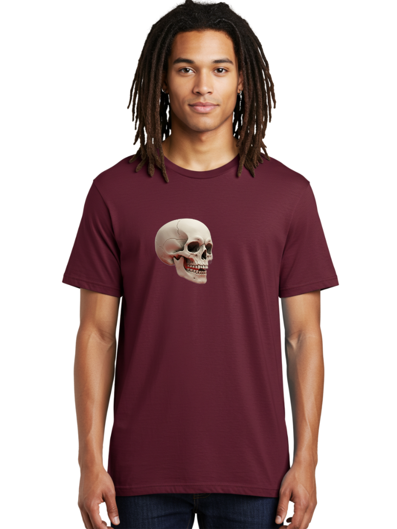 Human-Skull Men'S Graphic Tee, 100% Cotton, Comfortable Casual Summer Wear, Machine Washable, Human Skull, Skeletal Head, Anatomy, Bone Structure, Dental Anatomy, Forensic Science, Medical Education, Death Symbol, Gothic Art Bad205 23