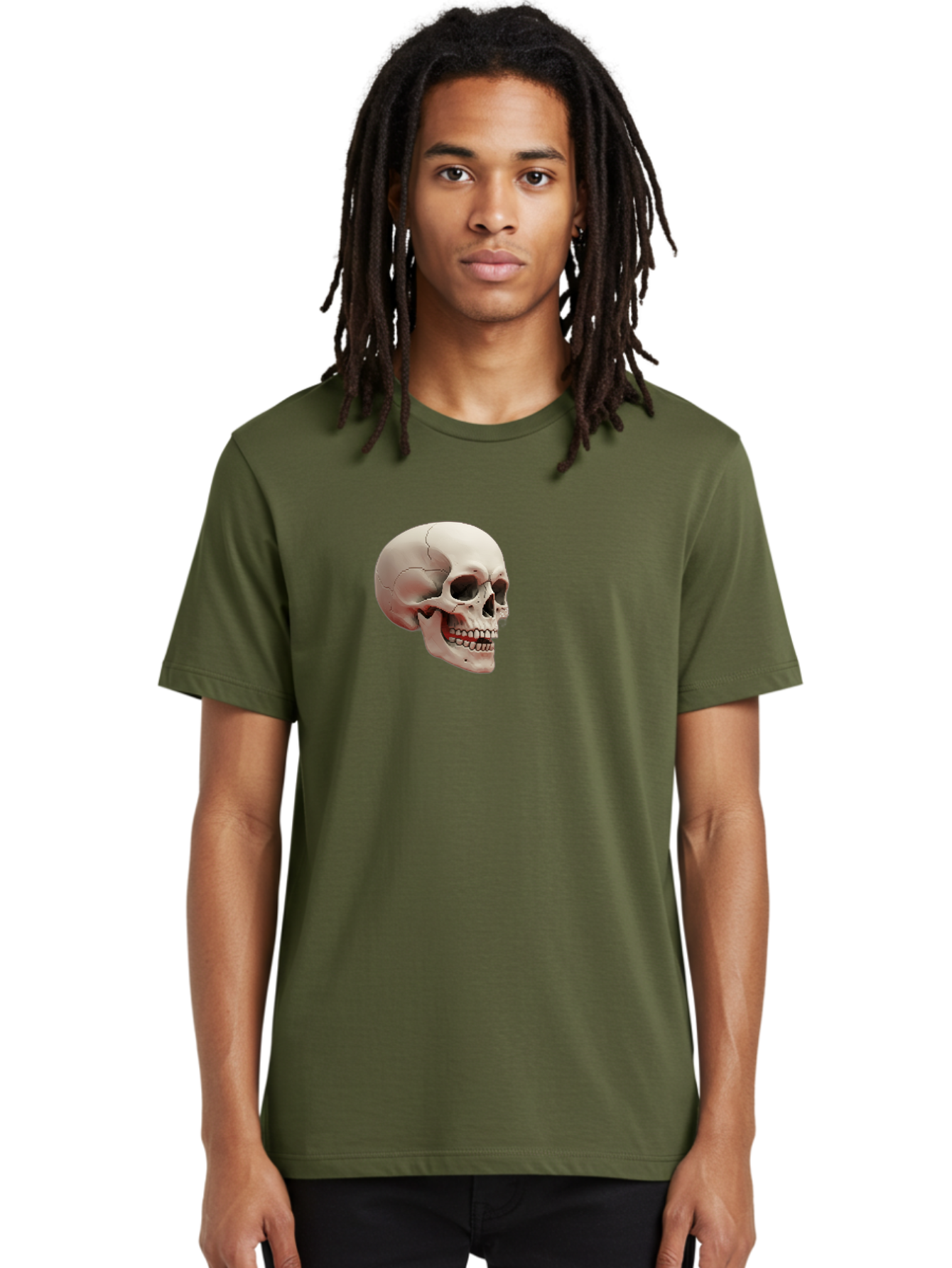 Human-Skull Men'S Graphic Tee, 100% Cotton, Comfortable Casual Summer Wear, Machine Washable, Human Skull, Skeletal Head, Anatomy, Bone Structure, Dental Anatomy, Forensic Science, Medical Education, Death Symbol, Gothic Art Bad205 21