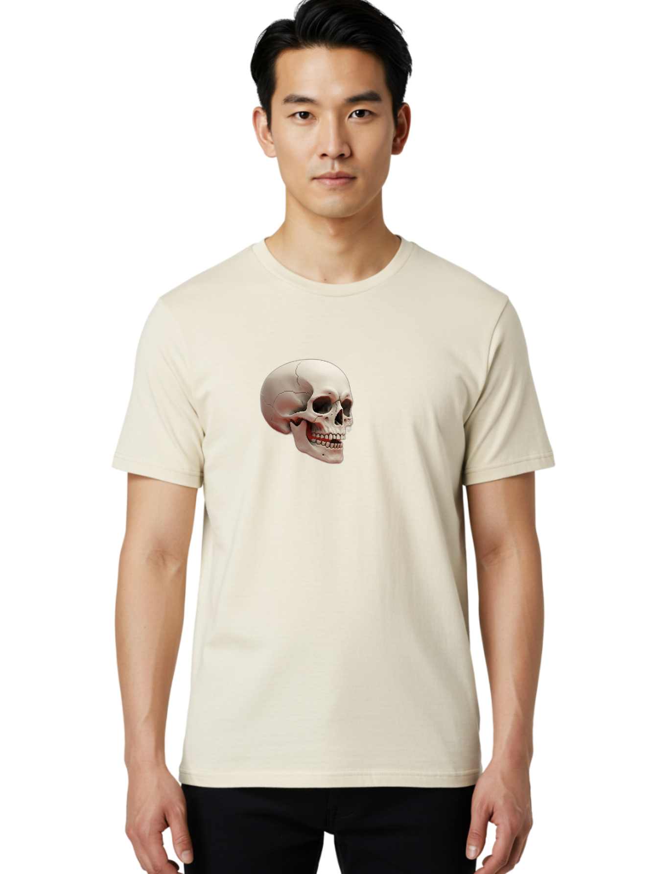 Human-Skull Men'S Graphic Tee, 100% Cotton, Comfortable Casual Summer Wear, Machine Washable, Human Skull, Skeletal Head, Anatomy, Bone Structure, Dental Anatomy, Forensic Science, Medical Education, Death Symbol, Gothic Art Bad205 26