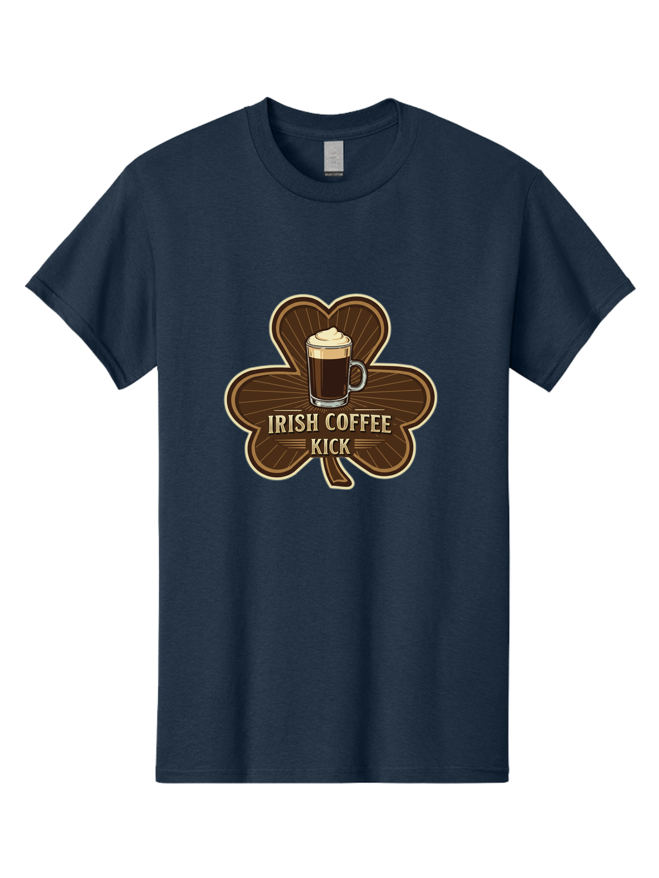 Irish-Coffee-Kick Men'S Graphic Tee, 100% Cotton, Comfortable Casual Summer Wear, Machine Washable, Irish Coffee, Coffee Kick, Coffee With Whipped Cream, Brown Cloverleaf, Energizing Beverage, Irish Heritage, Coffee Culture, Warm Drink, Bad220 2