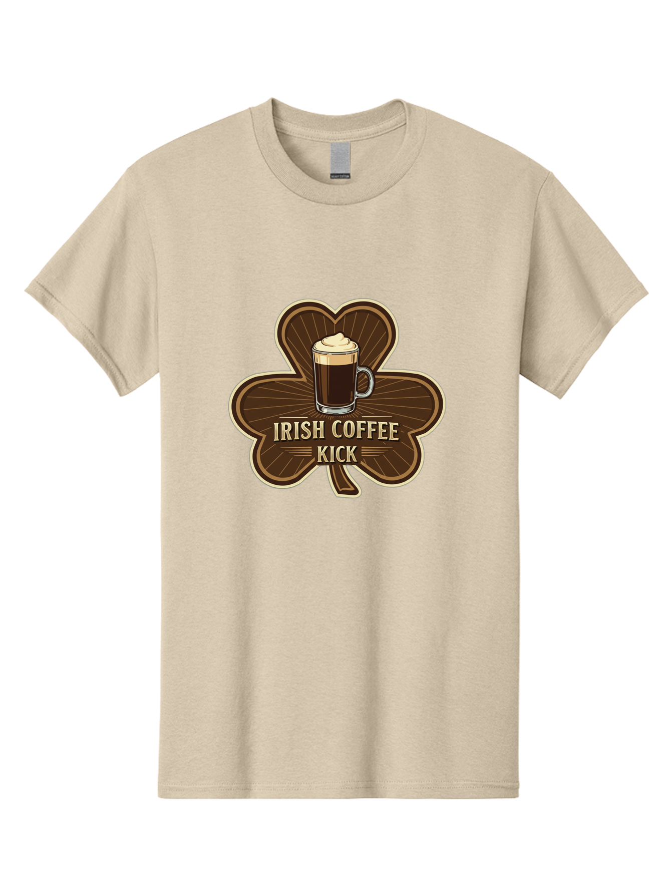 Irish-Coffee-Kick Men'S Graphic Tee, 100% Cotton, Comfortable Casual Summer Wear, Machine Washable, Irish Coffee, Coffee Kick, Coffee With Whipped Cream, Brown Cloverleaf, Energizing Beverage, Irish Heritage, Coffee Culture, Warm Drink, Bad220 15