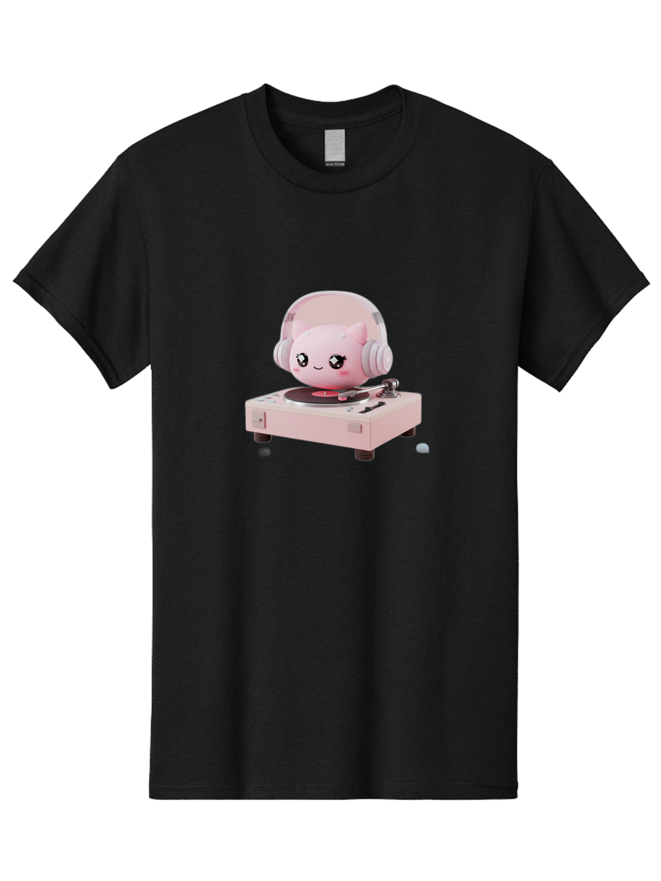 Jigglypuff-Listening-Music Men'S Graphic Tee, 100% Cotton, Comfortable Casual Summer Wear, Machine Washable, Jigglypuff Listening To Music, Pink Record Player, Pastel Colors, Cartoon Character, Retro Gaming, Nostalgic Vibes, Cute Illustration, Bad231 9