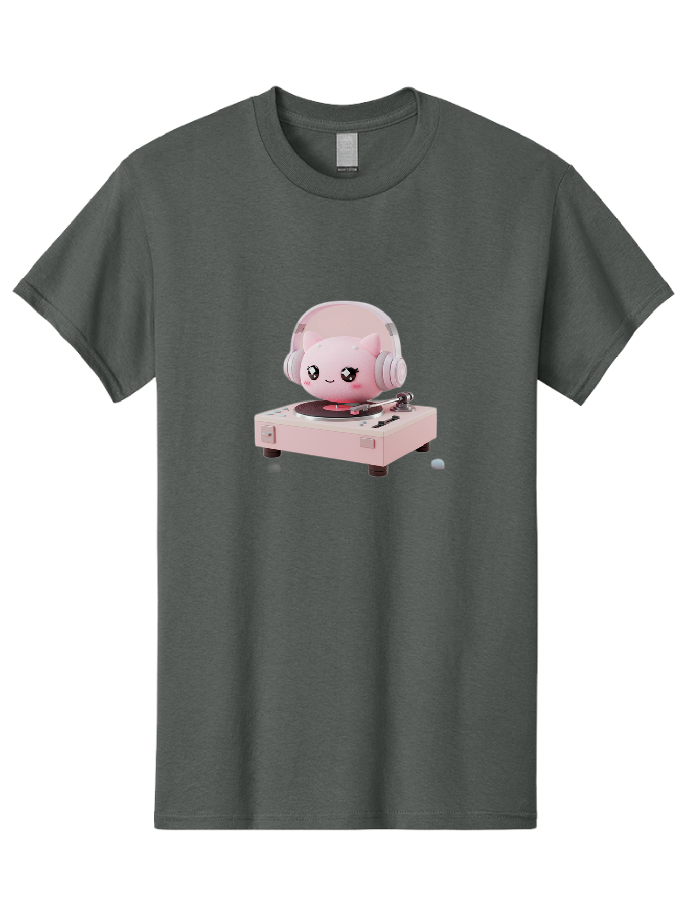 Jigglypuff-Listening-Music Men'S Graphic Tee, 100% Cotton, Comfortable Casual Summer Wear, Machine Washable, Jigglypuff Listening To Music, Pink Record Player, Pastel Colors, Cartoon Character, Retro Gaming, Nostalgic Vibes, Cute Illustration, Bad231 12