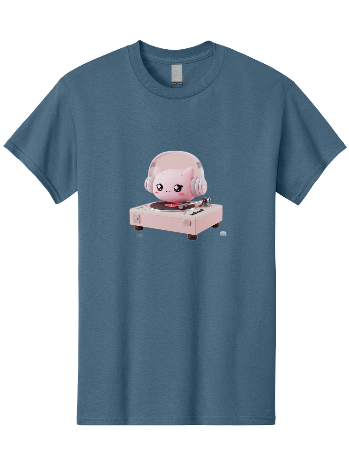 Jigglypuff-Listening-Music Men'S Graphic Tee, 100% Cotton, Comfortable Casual Summer Wear, Machine Washable, Jigglypuff Listening To Music, Pink Record Player, Pastel Colors, Cartoon Character, Retro Gaming, Nostalgic Vibes, Cute Illustration, Bad231 10