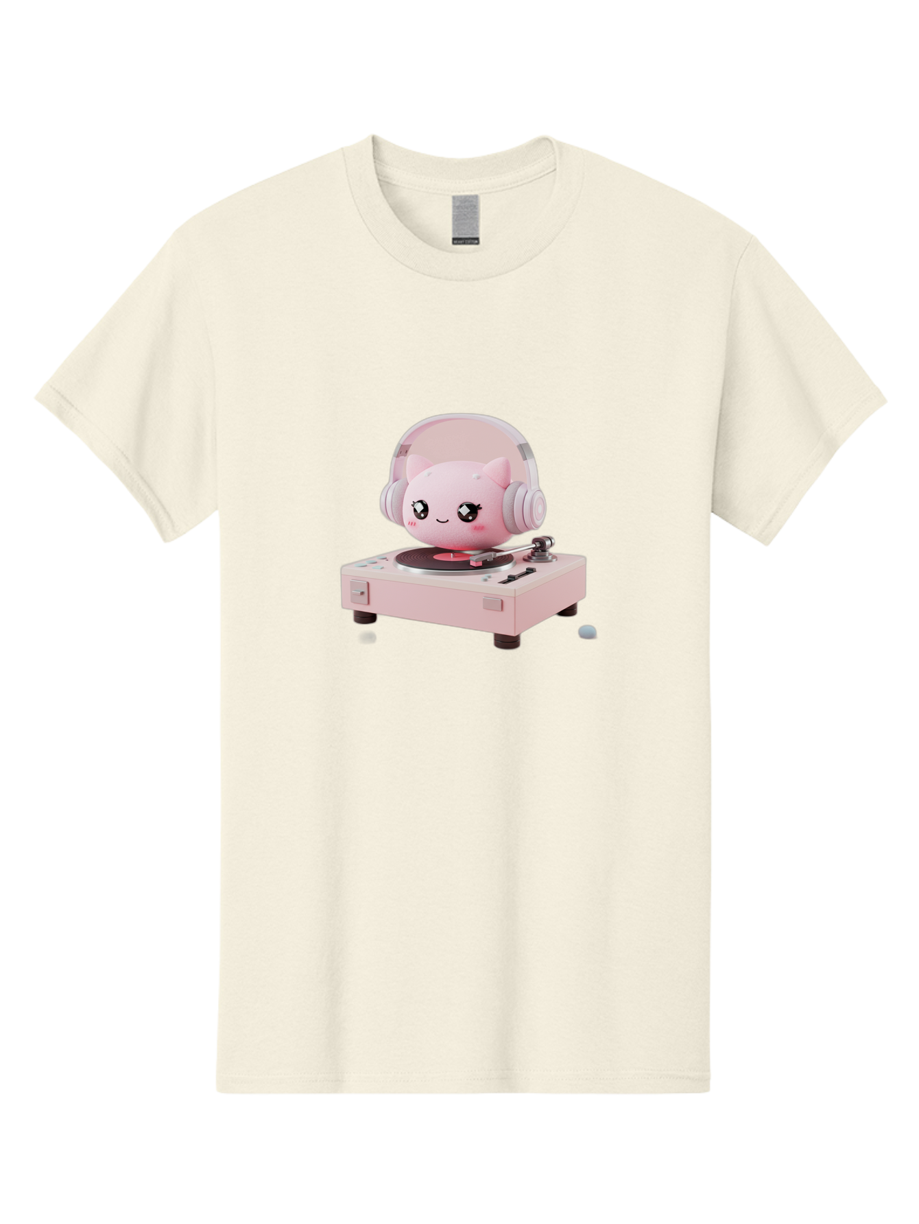 Jigglypuff-Listening-Music Men'S Graphic Tee, 100% Cotton, Comfortable Casual Summer Wear, Machine Washable, Jigglypuff Listening To Music, Pink Record Player, Pastel Colors, Cartoon Character, Retro Gaming, Nostalgic Vibes, Cute Illustration, Bad231 14