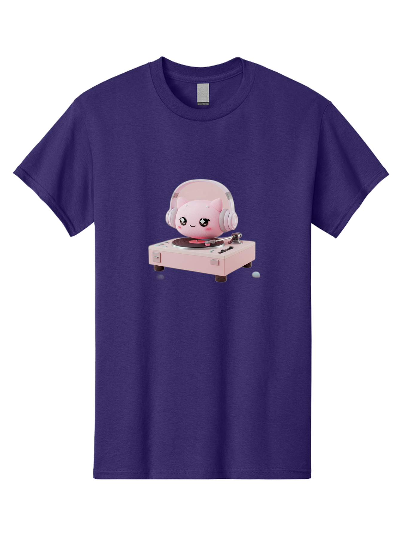 Jigglypuff-Listening-Music Men'S Graphic Tee, 100% Cotton, Comfortable Casual Summer Wear, Machine Washable, Jigglypuff Listening To Music, Pink Record Player, Pastel Colors, Cartoon Character, Retro Gaming, Nostalgic Vibes, Cute Illustration, Bad231 13