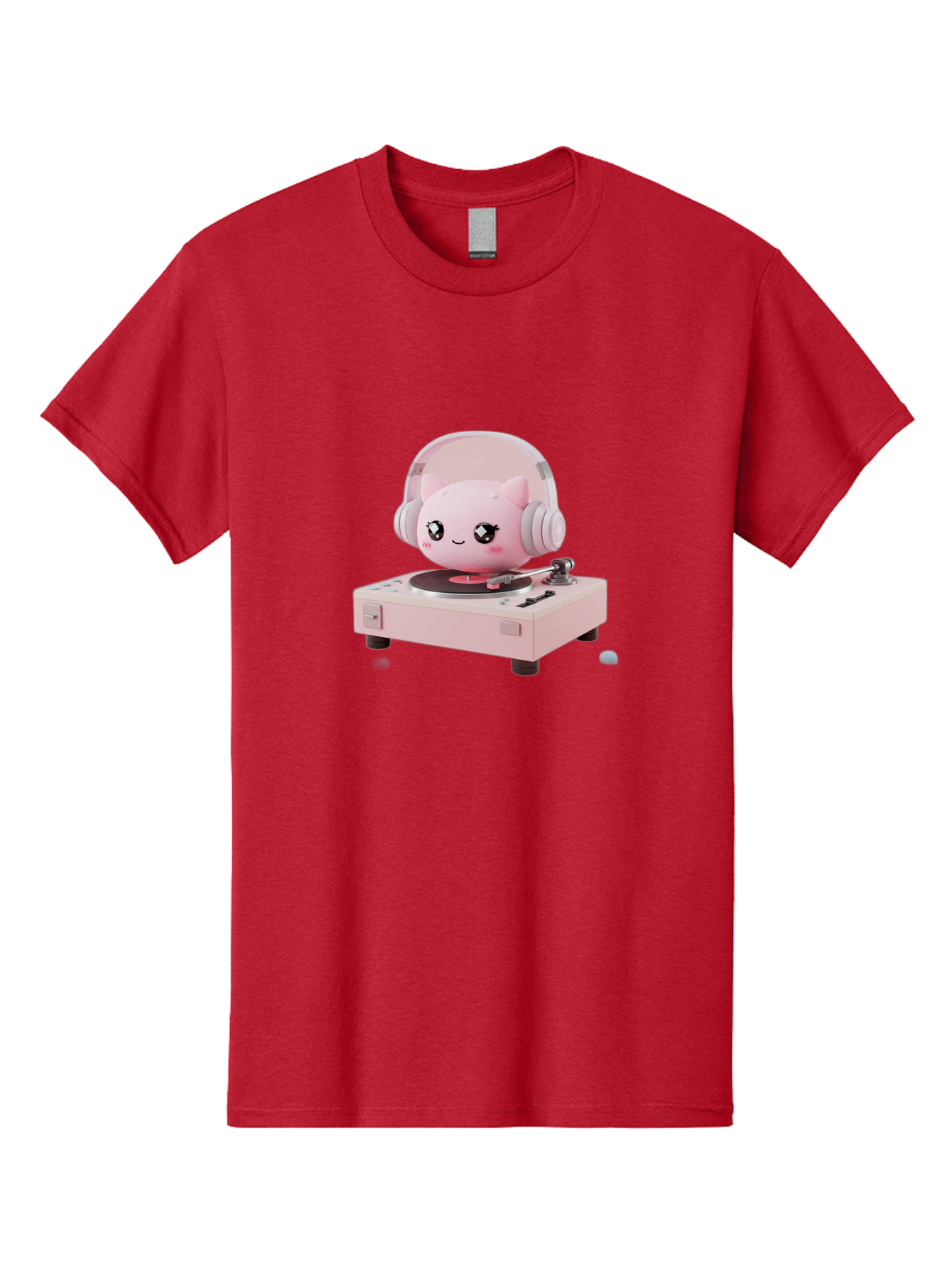Jigglypuff-Listening-Music Men'S Graphic Tee, 100% Cotton, Comfortable Casual Summer Wear, Machine Washable, Jigglypuff Listening To Music, Pink Record Player, Pastel Colors, Cartoon Character, Retro Gaming, Nostalgic Vibes, Cute Illustration, Bad231 6