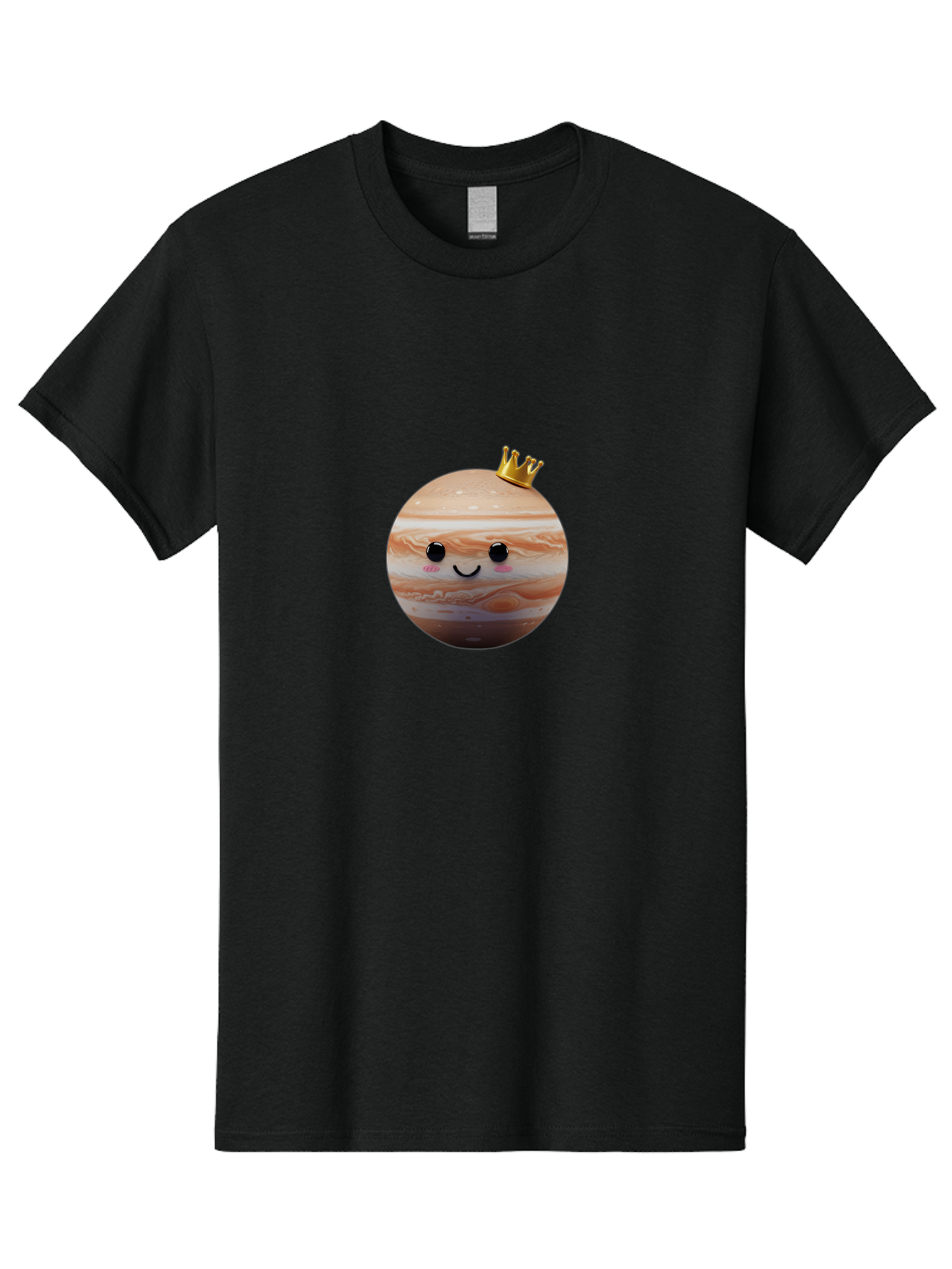 Jupiter Men'S Graphic Tee, 100% Cotton, Comfortable Casual Summer Wear, Machine Washable, Cartoon Jupiter, Smiling Planet, Golden Crown, Kawaii Space, Adorable Astronomy, Funny Illustration, Whimsical Design, Cute Cosmic Bad241 2