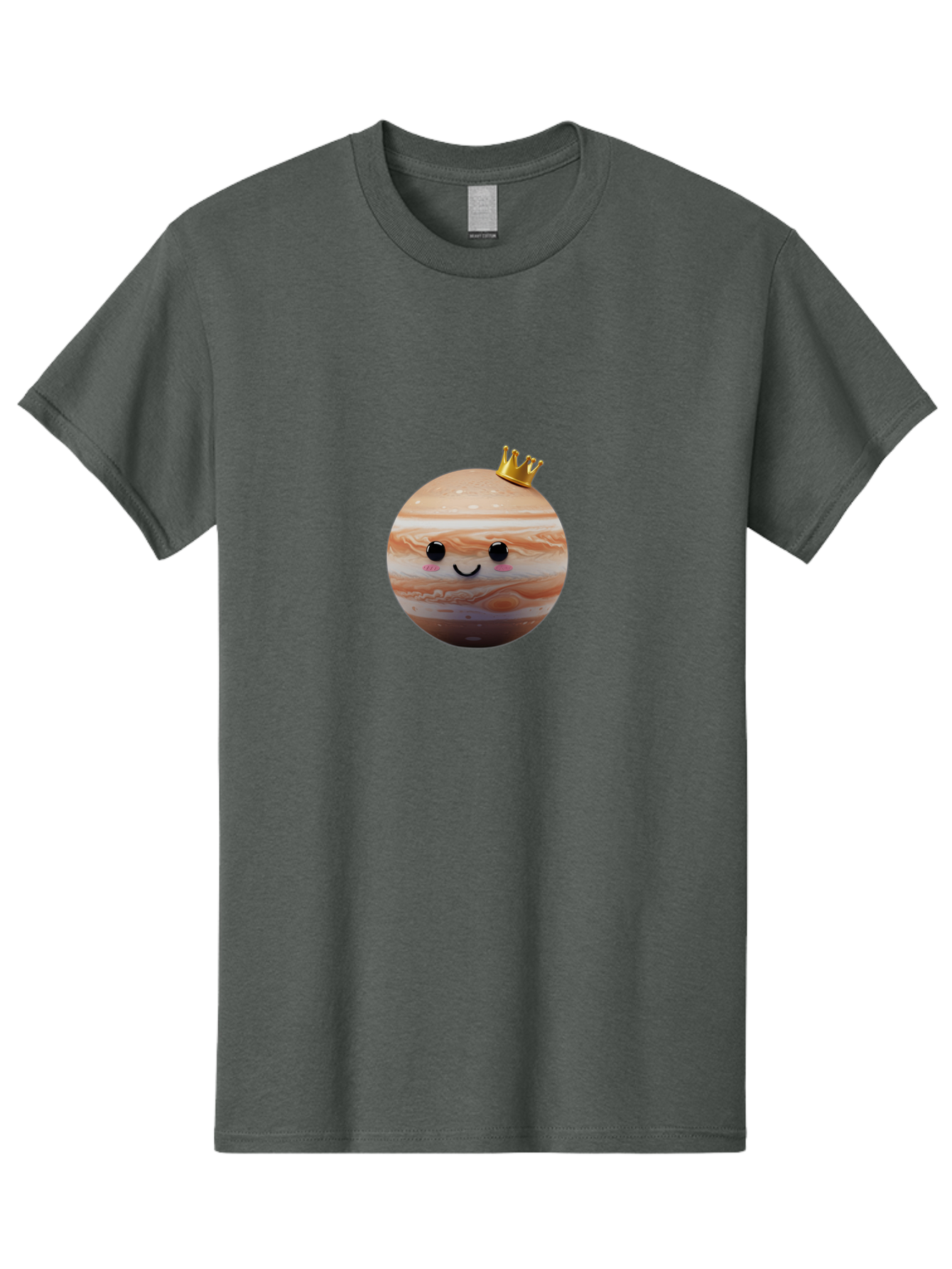 Jupiter Men'S Graphic Tee, 100% Cotton, Comfortable Casual Summer Wear, Machine Washable, Cartoon Jupiter, Smiling Planet, Golden Crown, Kawaii Space, Adorable Astronomy, Funny Illustration, Whimsical Design, Cute Cosmic Bad241 5