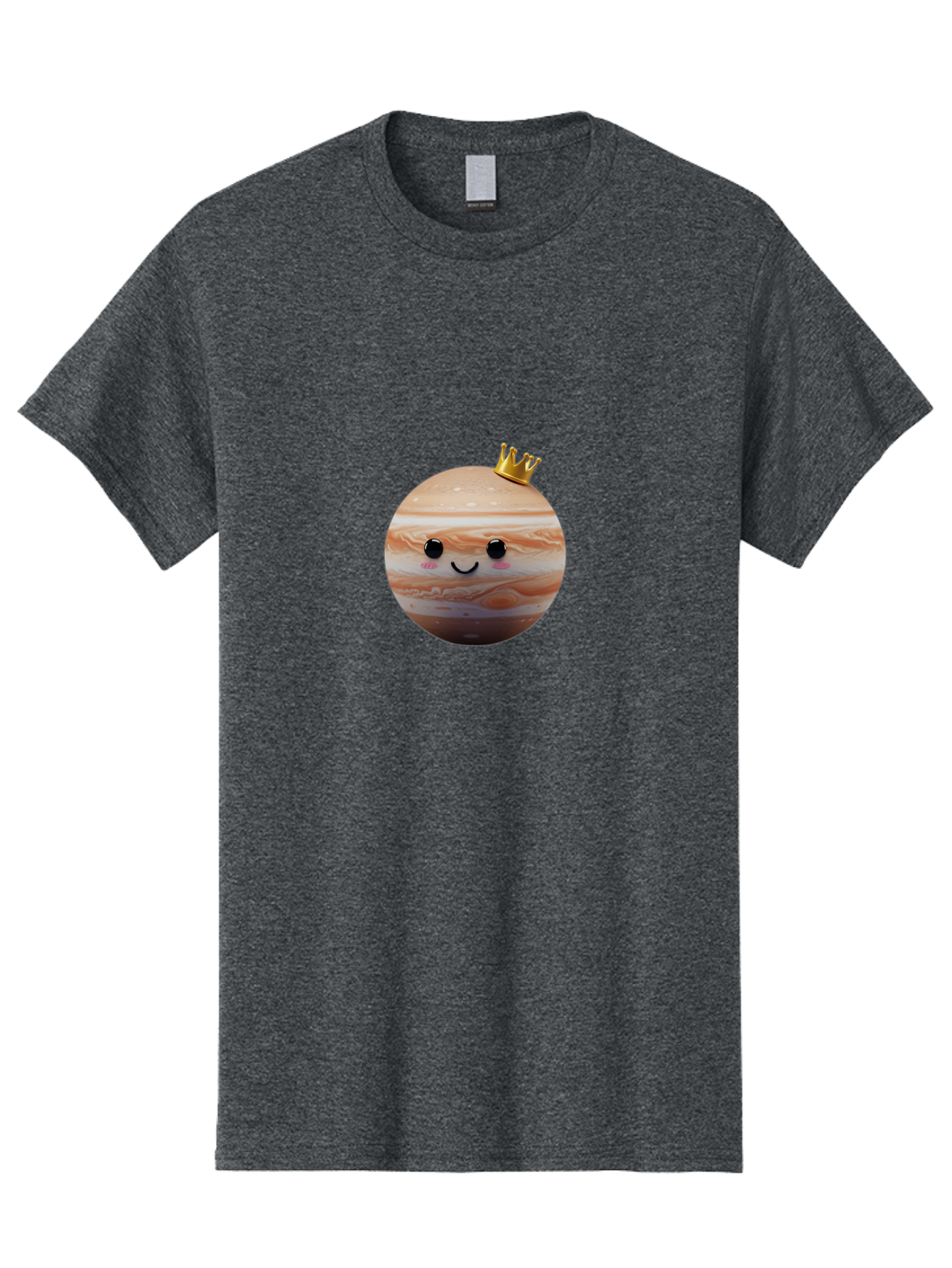 Jupiter Men'S Graphic Tee, 100% Cotton, Comfortable Casual Summer Wear, Machine Washable, Cartoon Jupiter, Smiling Planet, Golden Crown, Kawaii Space, Adorable Astronomy, Funny Illustration, Whimsical Design, Cute Cosmic Bad241 4