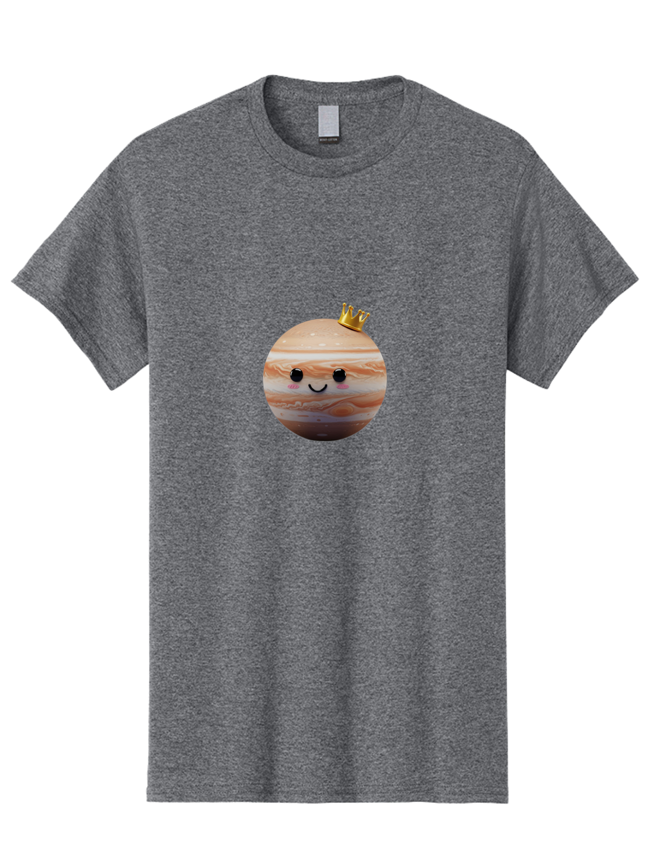 Jupiter Men'S Graphic Tee, 100% Cotton, Comfortable Casual Summer Wear, Machine Washable, Cartoon Jupiter, Smiling Planet, Golden Crown, Kawaii Space, Adorable Astronomy, Funny Illustration, Whimsical Design, Cute Cosmic Bad241 14
