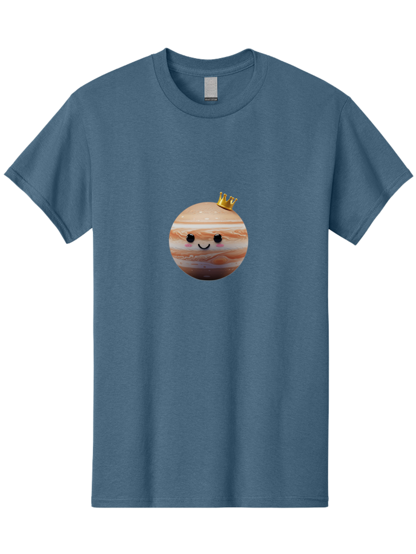 Jupiter Men'S Graphic Tee, 100% Cotton, Comfortable Casual Summer Wear, Machine Washable, Cartoon Jupiter, Smiling Planet, Golden Crown, Kawaii Space, Adorable Astronomy, Funny Illustration, Whimsical Design, Cute Cosmic Bad241 8
