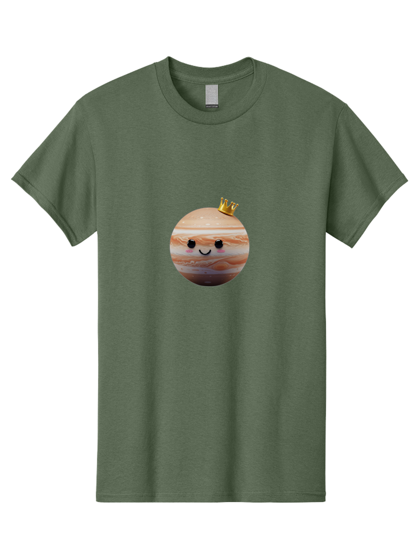 Jupiter Men'S Graphic Tee, 100% Cotton, Comfortable Casual Summer Wear, Machine Washable, Cartoon Jupiter, Smiling Planet, Golden Crown, Kawaii Space, Adorable Astronomy, Funny Illustration, Whimsical Design, Cute Cosmic Bad241 9