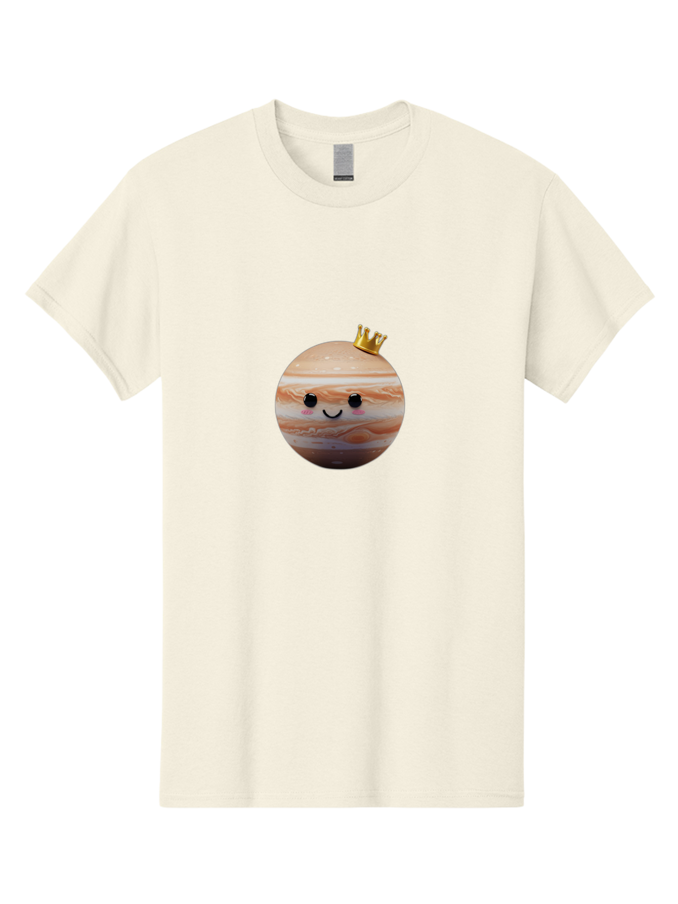 Jupiter Men'S Graphic Tee, 100% Cotton, Comfortable Casual Summer Wear, Machine Washable, Cartoon Jupiter, Smiling Planet, Golden Crown, Kawaii Space, Adorable Astronomy, Funny Illustration, Whimsical Design, Cute Cosmic Bad241 6