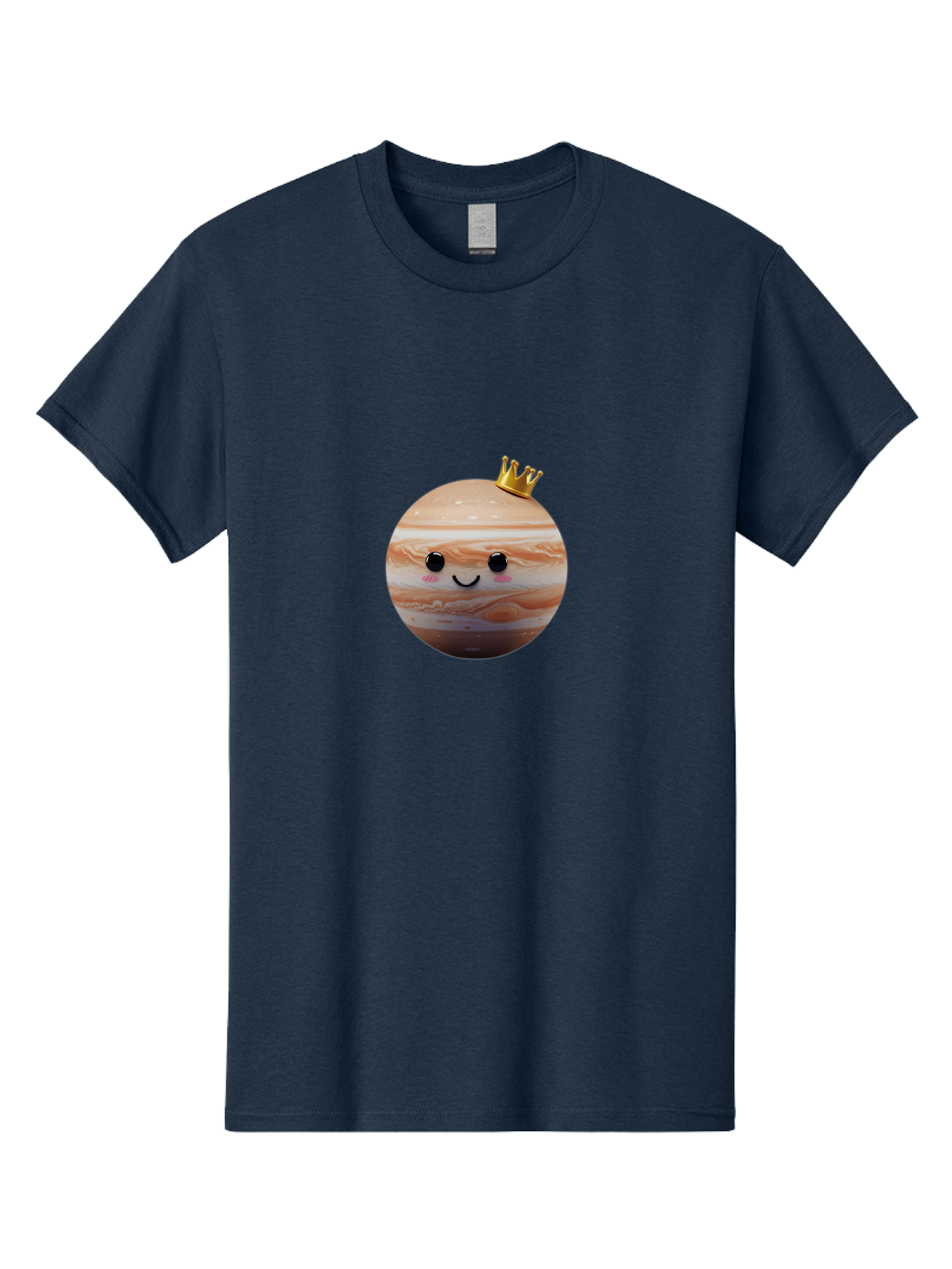 Jupiter Men'S Graphic Tee, 100% Cotton, Comfortable Casual Summer Wear, Machine Washable, Cartoon Jupiter, Smiling Planet, Golden Crown, Kawaii Space, Adorable Astronomy, Funny Illustration, Whimsical Design, Cute Cosmic Bad241 11