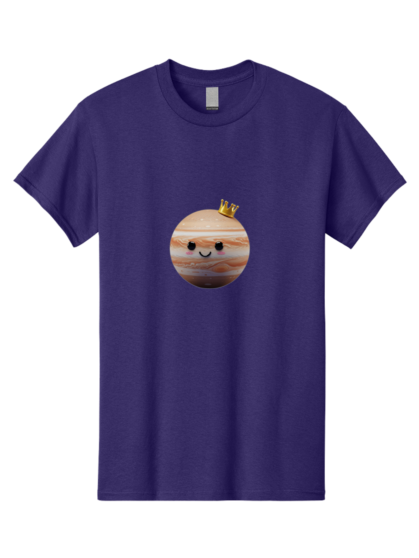 Jupiter Men'S Graphic Tee, 100% Cotton, Comfortable Casual Summer Wear, Machine Washable, Cartoon Jupiter, Smiling Planet, Golden Crown, Kawaii Space, Adorable Astronomy, Funny Illustration, Whimsical Design, Cute Cosmic Bad241 13