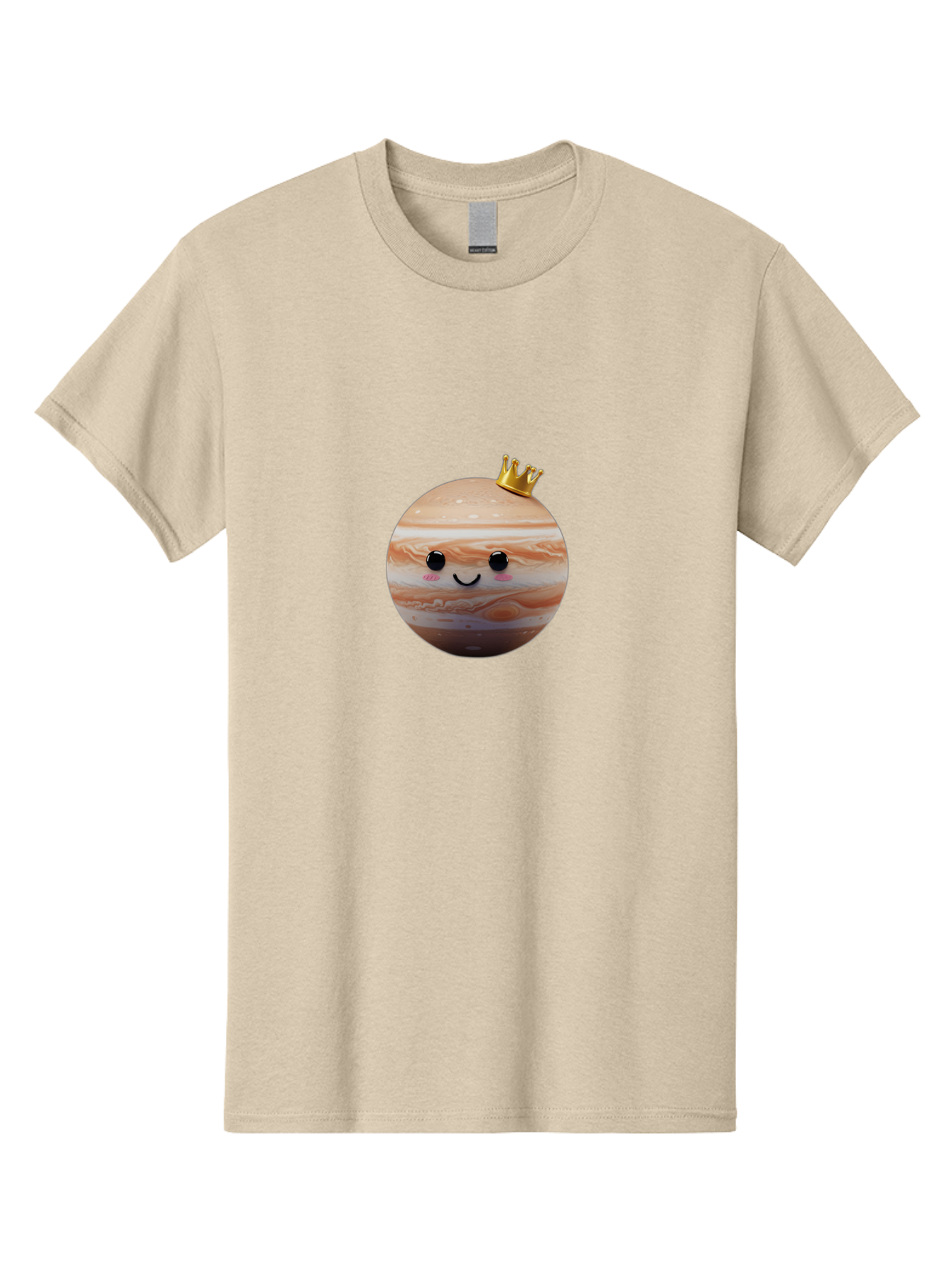 Jupiter Men'S Graphic Tee, 100% Cotton, Comfortable Casual Summer Wear, Machine Washable, Cartoon Jupiter, Smiling Planet, Golden Crown, Kawaii Space, Adorable Astronomy, Funny Illustration, Whimsical Design, Cute Cosmic Bad241 15