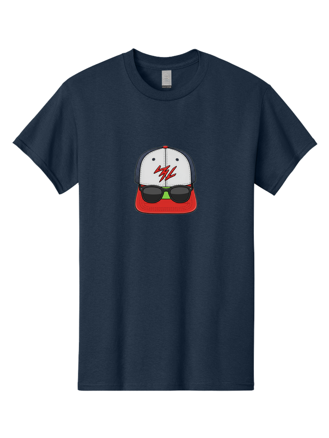 Mlb-Cap-Sunglasses Men'S Graphic Tee, 100% Cotton, Comfortable Casual Summer Wear, Machine Washable, Baseball Cap, Sunglasses, Red And White, Mlb Logo, Stylized Graphic, Sports Apparel, Fashion Accessory, Trendy Illustration, Logo Design, Bad329 7