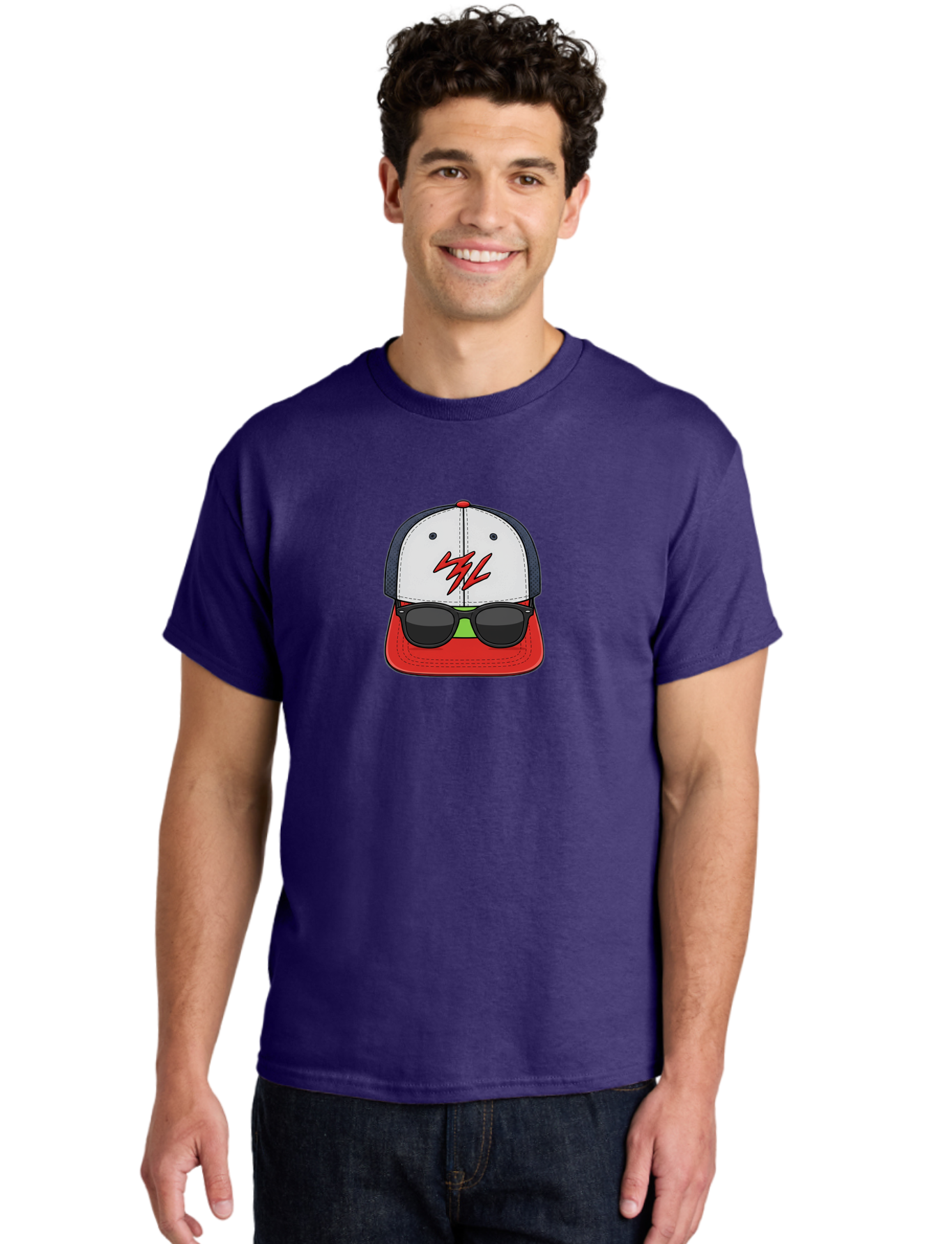 Mlb-Cap-Sunglasses Men'S Graphic Tee, 100% Cotton, Comfortable Casual Summer Wear, Machine Washable, Baseball Cap, Sunglasses, Red And White, Mlb Logo, Stylized Graphic, Sports Apparel, Fashion Accessory, Trendy Illustration, Logo Design, Bad329 27