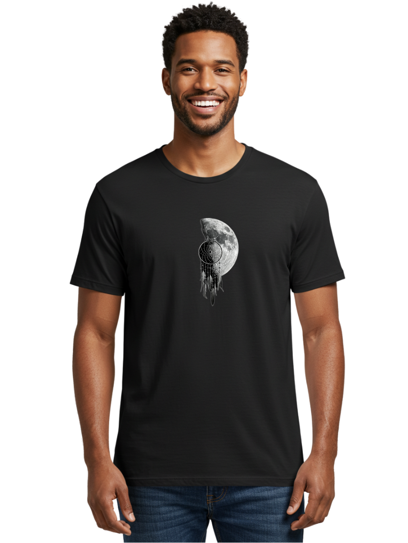 Nautilus-Moon Men'S Graphic Tee, 100% Cotton, Comfortable Casual Summer Wear, Machine Washable, Jellyfish, Moon, Lunar Cycle, Ocean Creatures, Surreal Art, Mystical Imagery, Ethereal Atmosphere, Abstract Design, Monochrome Illustration Bad356 20