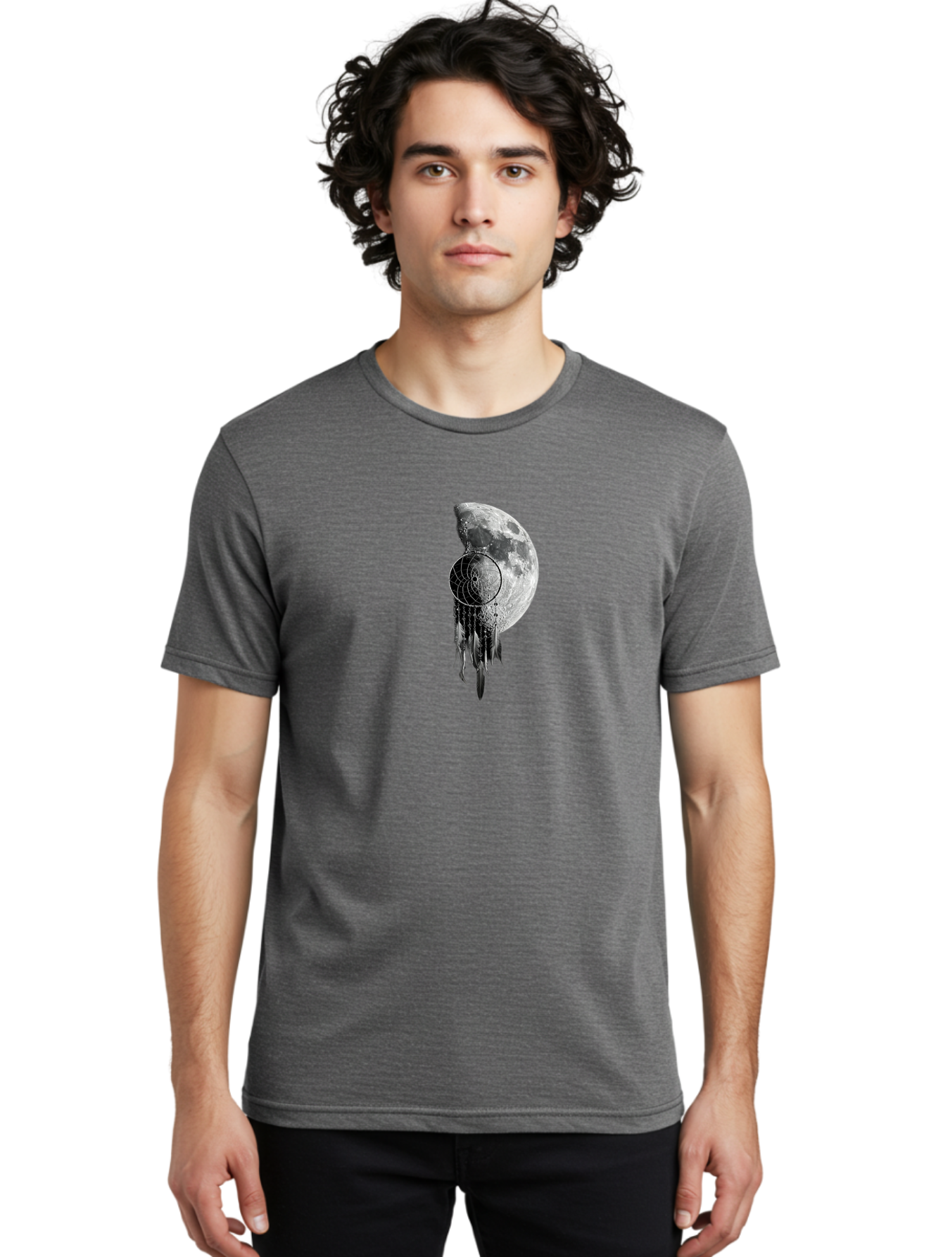 Nautilus-Moon Men'S Graphic Tee, 100% Cotton, Comfortable Casual Summer Wear, Machine Washable, Jellyfish, Moon, Lunar Cycle, Ocean Creatures, Surreal Art, Mystical Imagery, Ethereal Atmosphere, Abstract Design, Monochrome Illustration Bad356 26