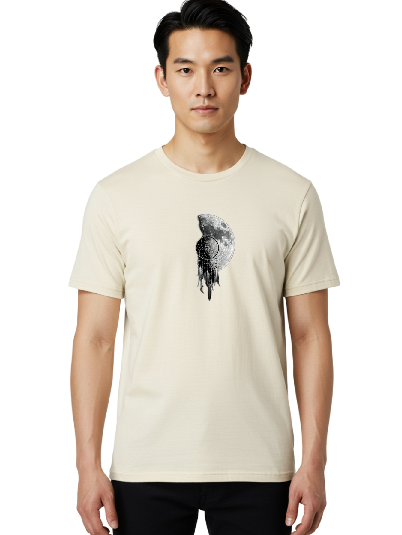 Nautilus-Moon Men'S Graphic Tee, 100% Cotton, Comfortable Casual Summer Wear, Machine Washable, Jellyfish, Moon, Lunar Cycle, Ocean Creatures, Surreal Art, Mystical Imagery, Ethereal Atmosphere, Abstract Design, Monochrome Illustration Bad356 28