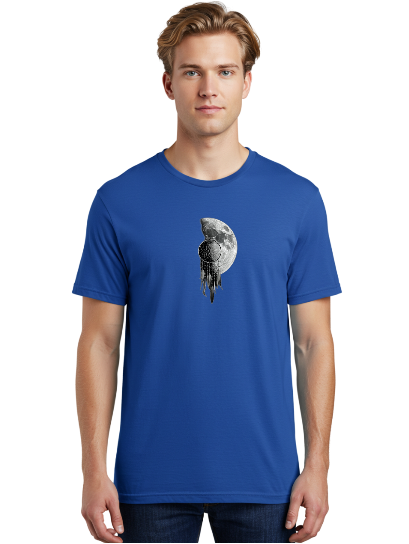 Nautilus-Moon Men'S Graphic Tee, 100% Cotton, Comfortable Casual Summer Wear, Machine Washable, Jellyfish, Moon, Lunar Cycle, Ocean Creatures, Surreal Art, Mystical Imagery, Ethereal Atmosphere, Abstract Design, Monochrome Illustration Bad356 16