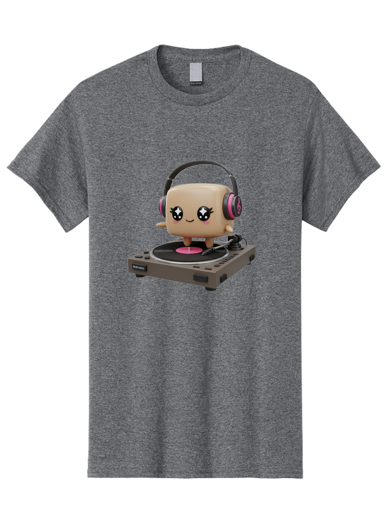 Nendoroid-Dj Men'S Graphic Tee, 100% Cotton, Comfortable Casual Summer Wear, Machine Washable, Vinyl Record Player, Kawaii Character, Robot Dj, Morikoki Brand, Cute Illustration, Pop Culture, Music Lover, Dj Equipment, Retro Style, Fun Design Bad359 13