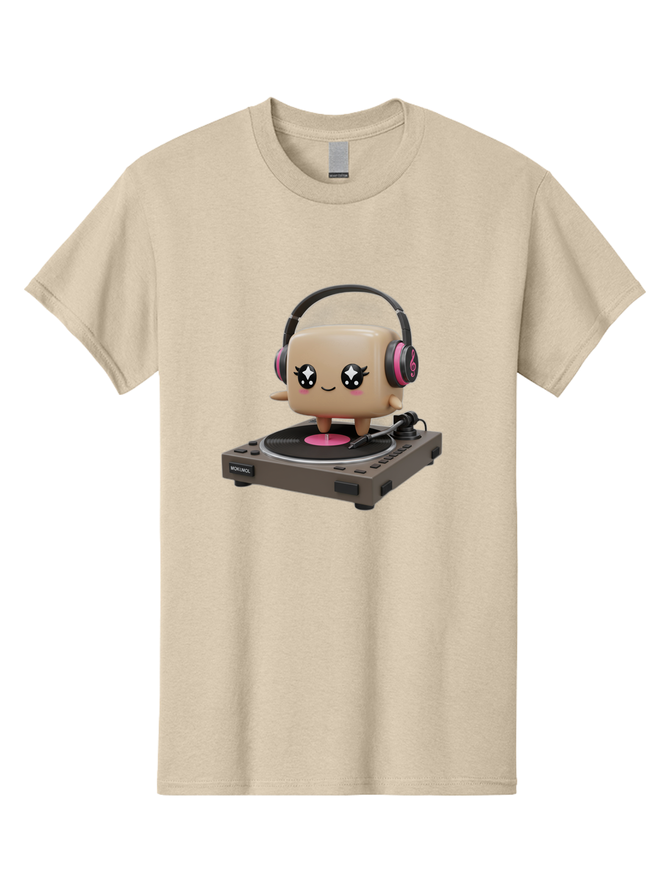 Nendoroid-Dj Men'S Graphic Tee, 100% Cotton, Comfortable Casual Summer Wear, Machine Washable, Vinyl Record Player, Kawaii Character, Robot Dj, Morikoki Brand, Cute Illustration, Pop Culture, Music Lover, Dj Equipment, Retro Style, Fun Design Bad359 11