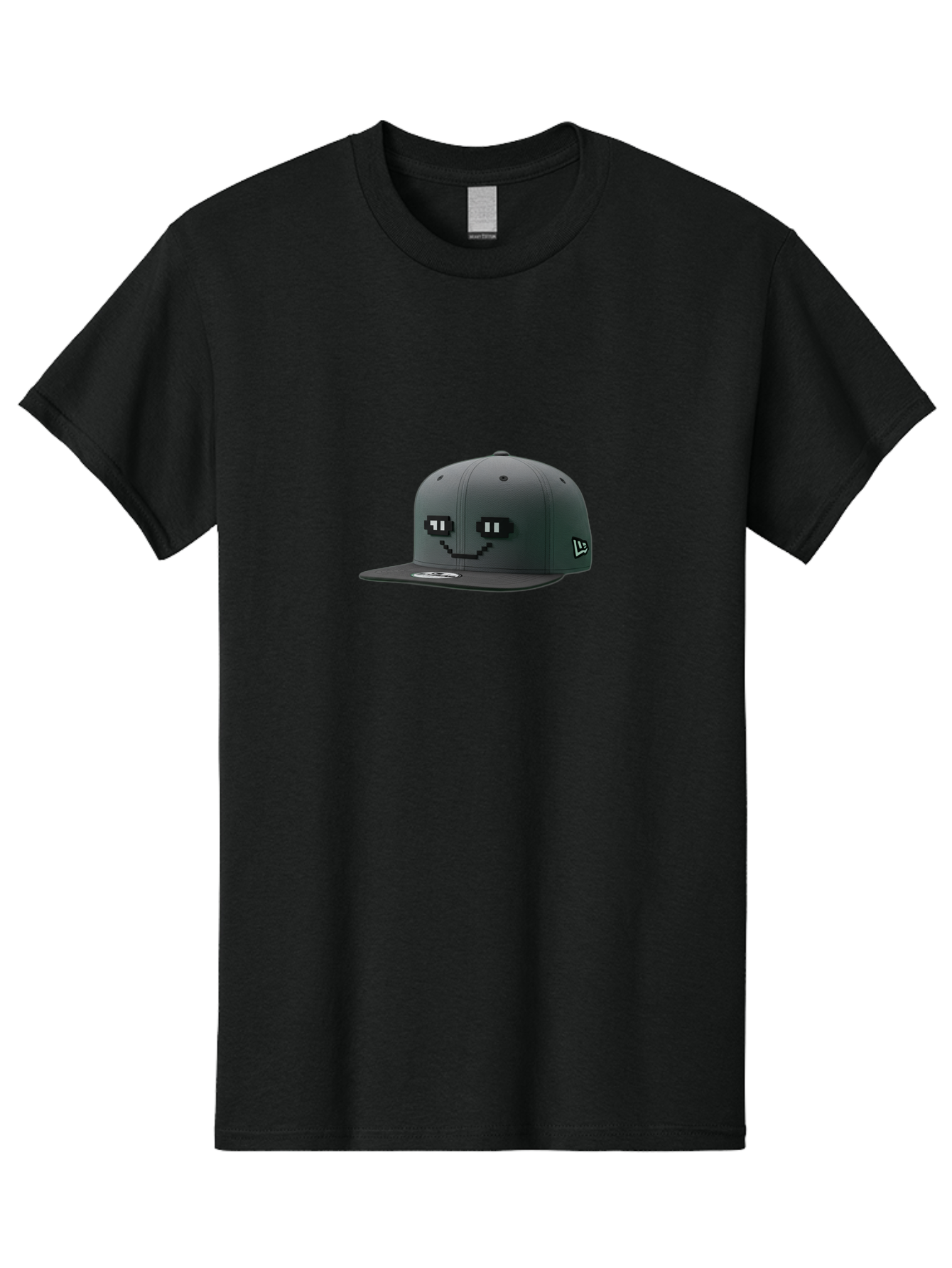 New-Era-Cap-1 Men'S Graphic Tee, 100% Cotton, Comfortable Casual Summer Wear, Machine Washable, Black Snapback Hat, Pac-Man Design, Pixel Art, Gaming Accessory, Streetwear Fashion, Trendy Apparel, Casual Wear, Black Cap Bad366 1
