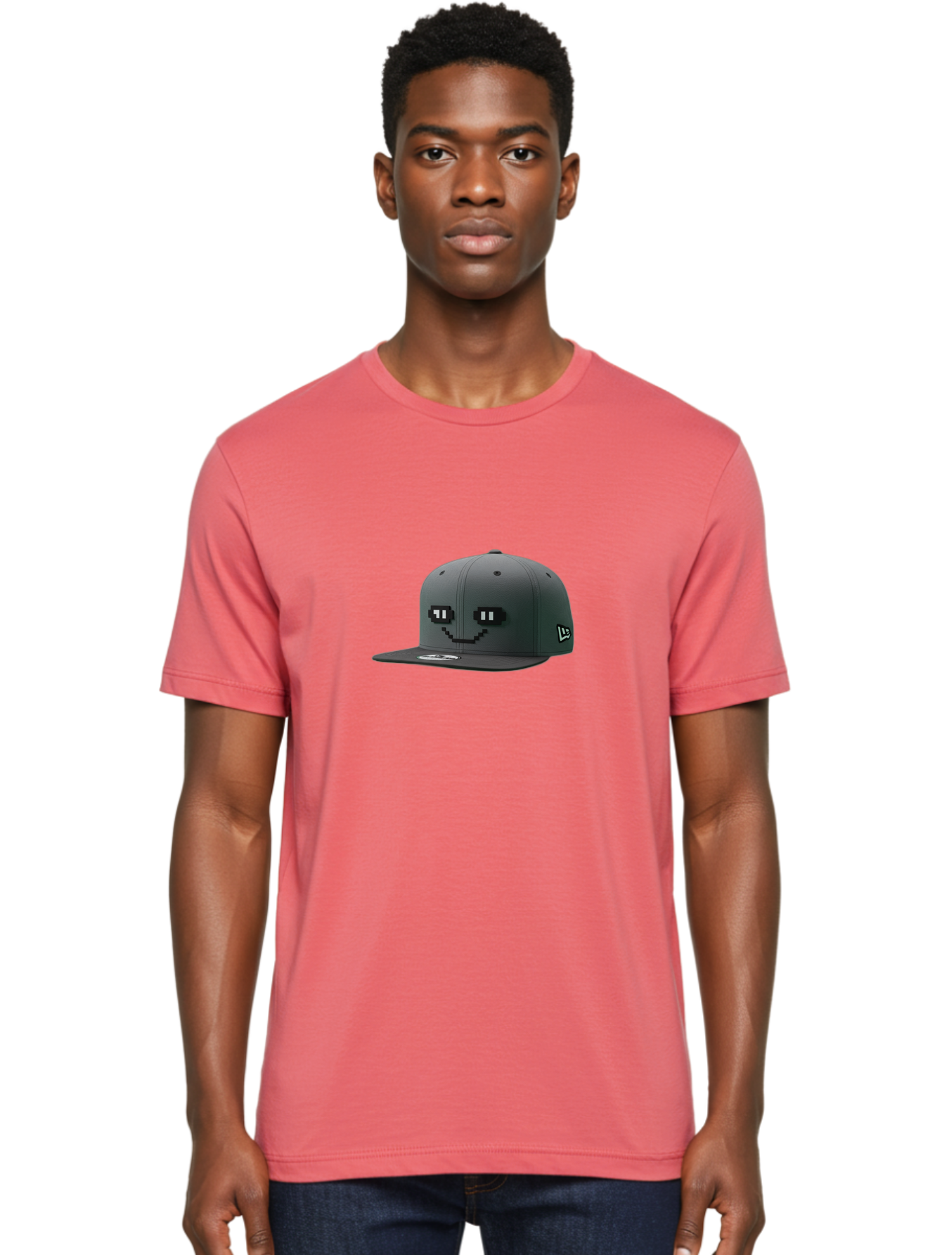 New-Era-Cap-1 Men'S Graphic Tee, 100% Cotton, Comfortable Casual Summer Wear, Machine Washable, Black Snapback Hat, Pac-Man Design, Pixel Art, Gaming Accessory, Streetwear Fashion, Trendy Apparel, Casual Wear, Black Cap Bad366 20