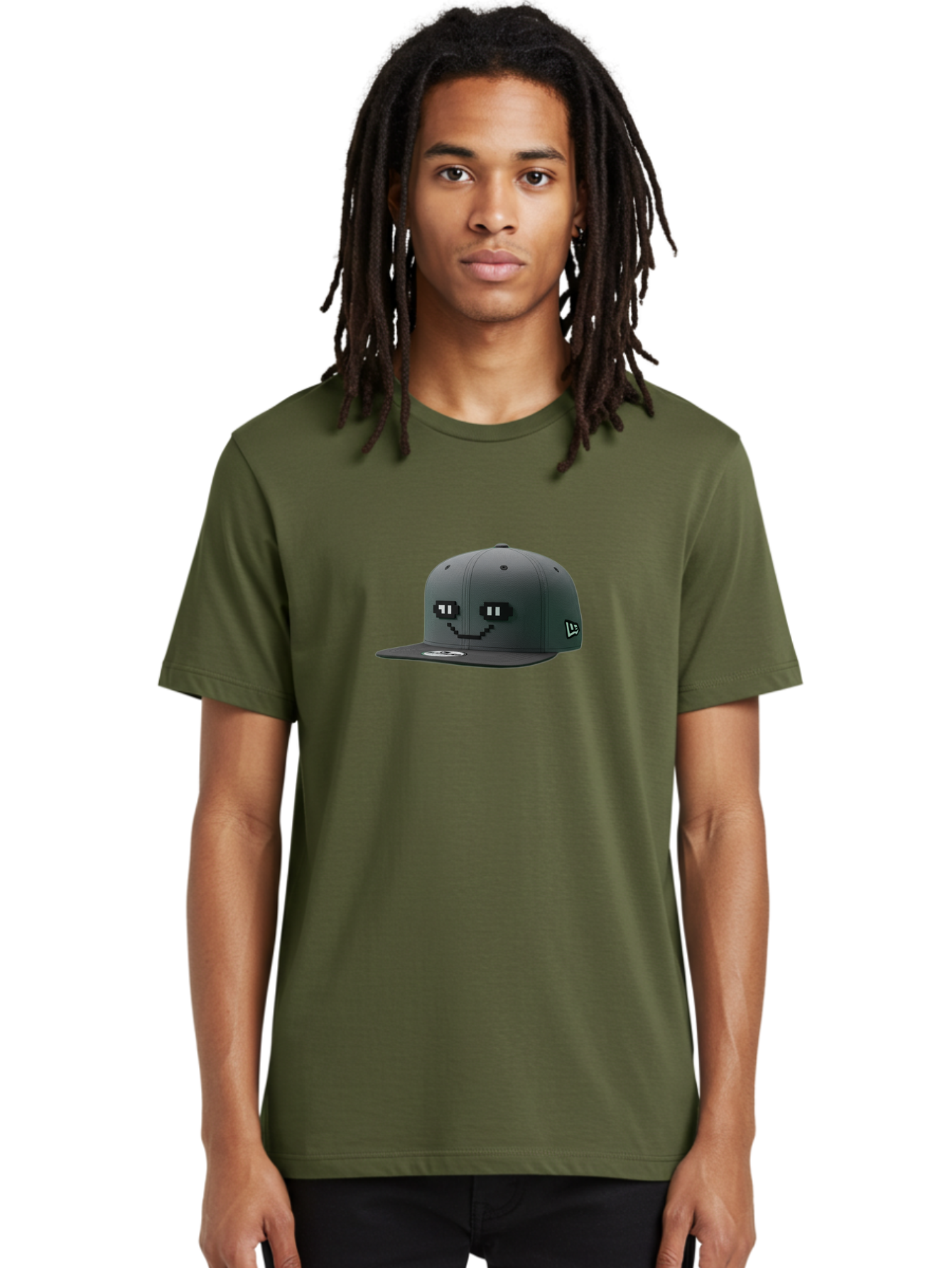 New-Era-Cap-1 Men'S Graphic Tee, 100% Cotton, Comfortable Casual Summer Wear, Machine Washable, Black Snapback Hat, Pac-Man Design, Pixel Art, Gaming Accessory, Streetwear Fashion, Trendy Apparel, Casual Wear, Black Cap Bad366 29