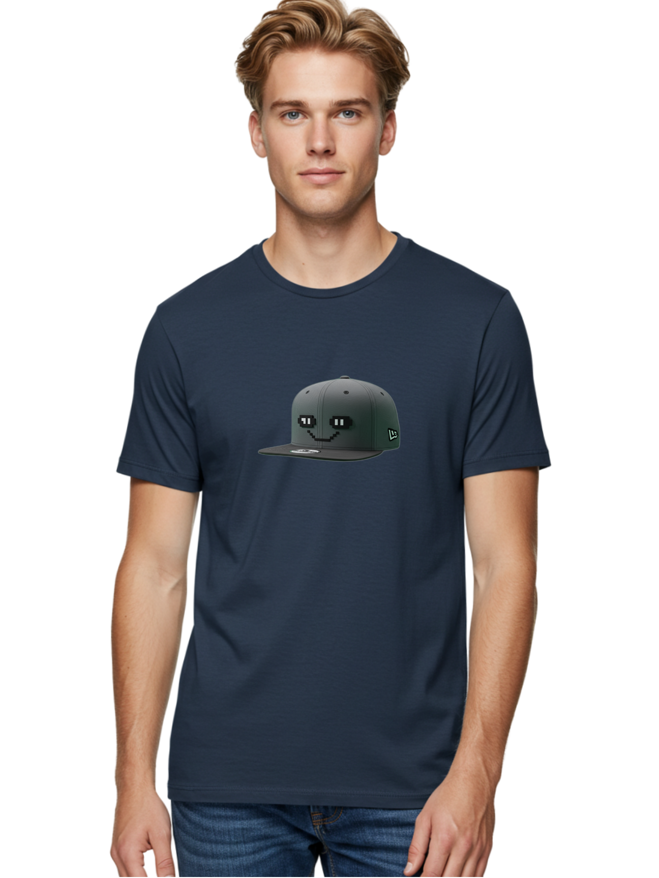 New-Era-Cap-1 Men'S Graphic Tee, 100% Cotton, Comfortable Casual Summer Wear, Machine Washable, Black Snapback Hat, Pac-Man Design, Pixel Art, Gaming Accessory, Streetwear Fashion, Trendy Apparel, Casual Wear, Black Cap Bad366 27