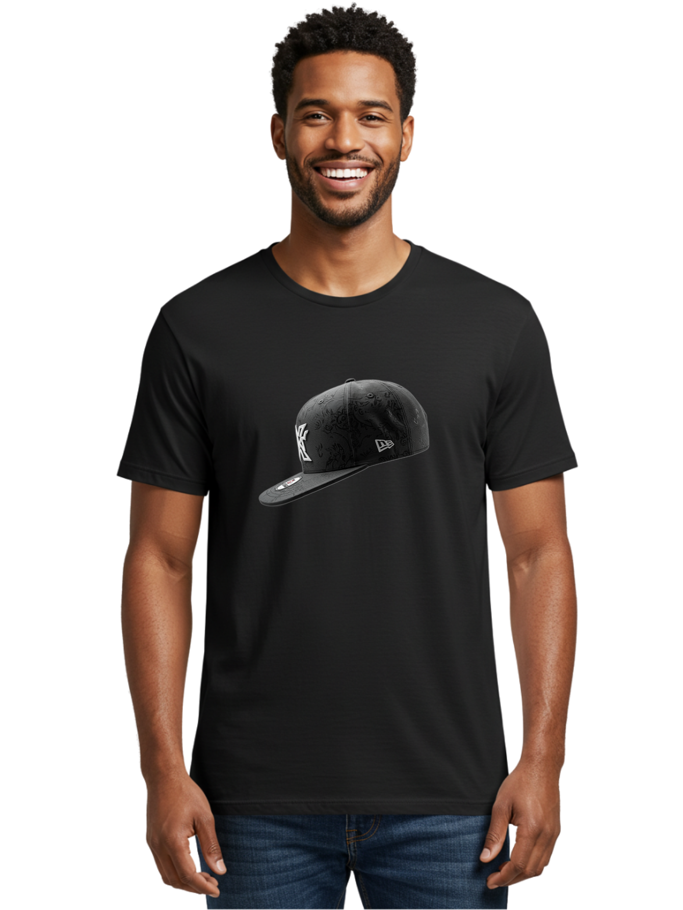 New-York-Yankees-Baseball-Cap Men'S Graphic Tee, 100% Cotton, Comfortable Casual Summer Wear, Machine Washable, New York Yankees Baseball Cap, Black Cap With White Logo, New Era Cap, Baseball Hat, Sports Fashion, Ny Logo, Mlb Merchandise, Bad372 26
