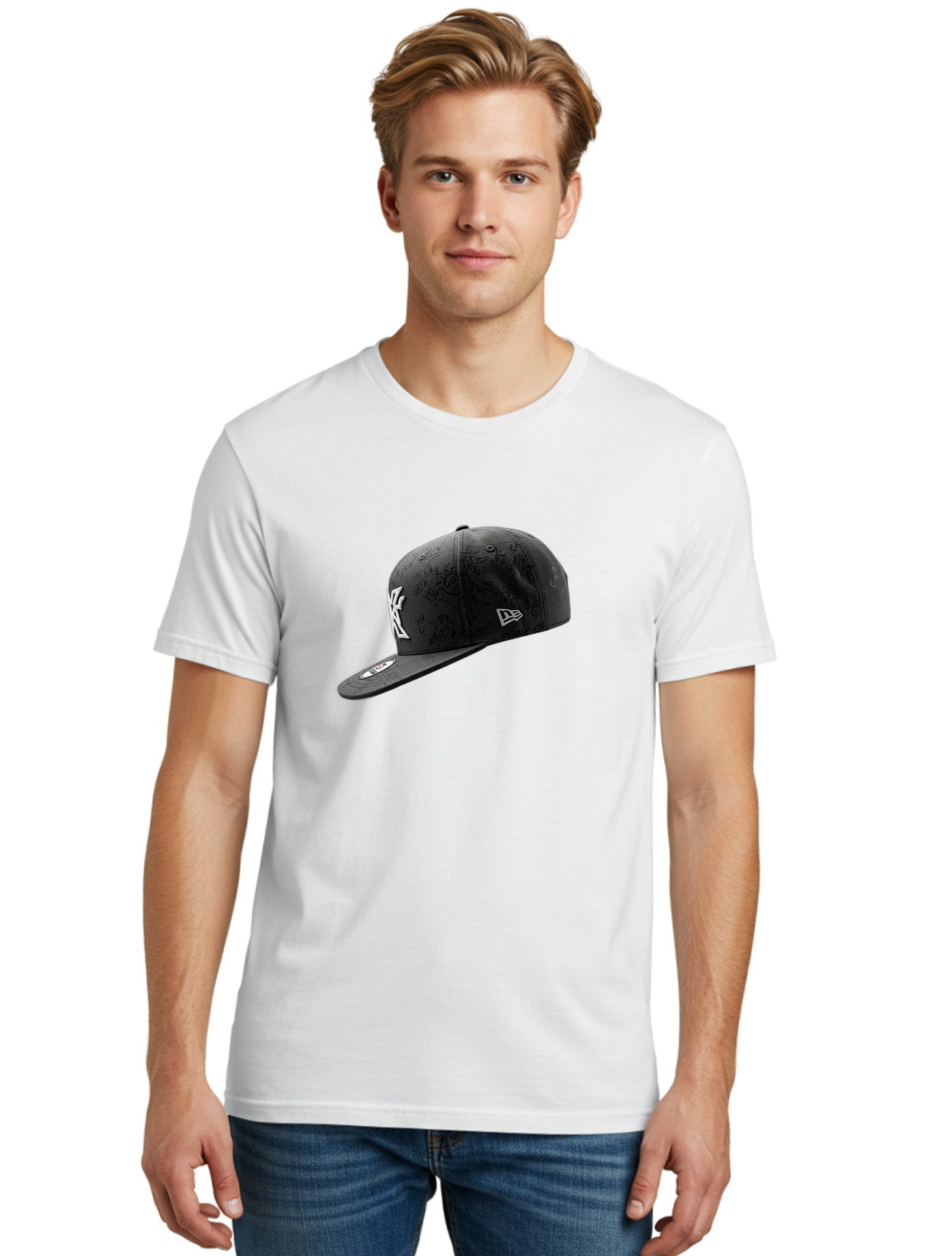 New-York-Yankees-Baseball-Cap Men'S Graphic Tee, 100% Cotton, Comfortable Casual Summer Wear, Machine Washable, New York Yankees Baseball Cap, Black Cap With White Logo, New Era Cap, Baseball Hat, Sports Fashion, Ny Logo, Mlb Merchandise, Bad372 21