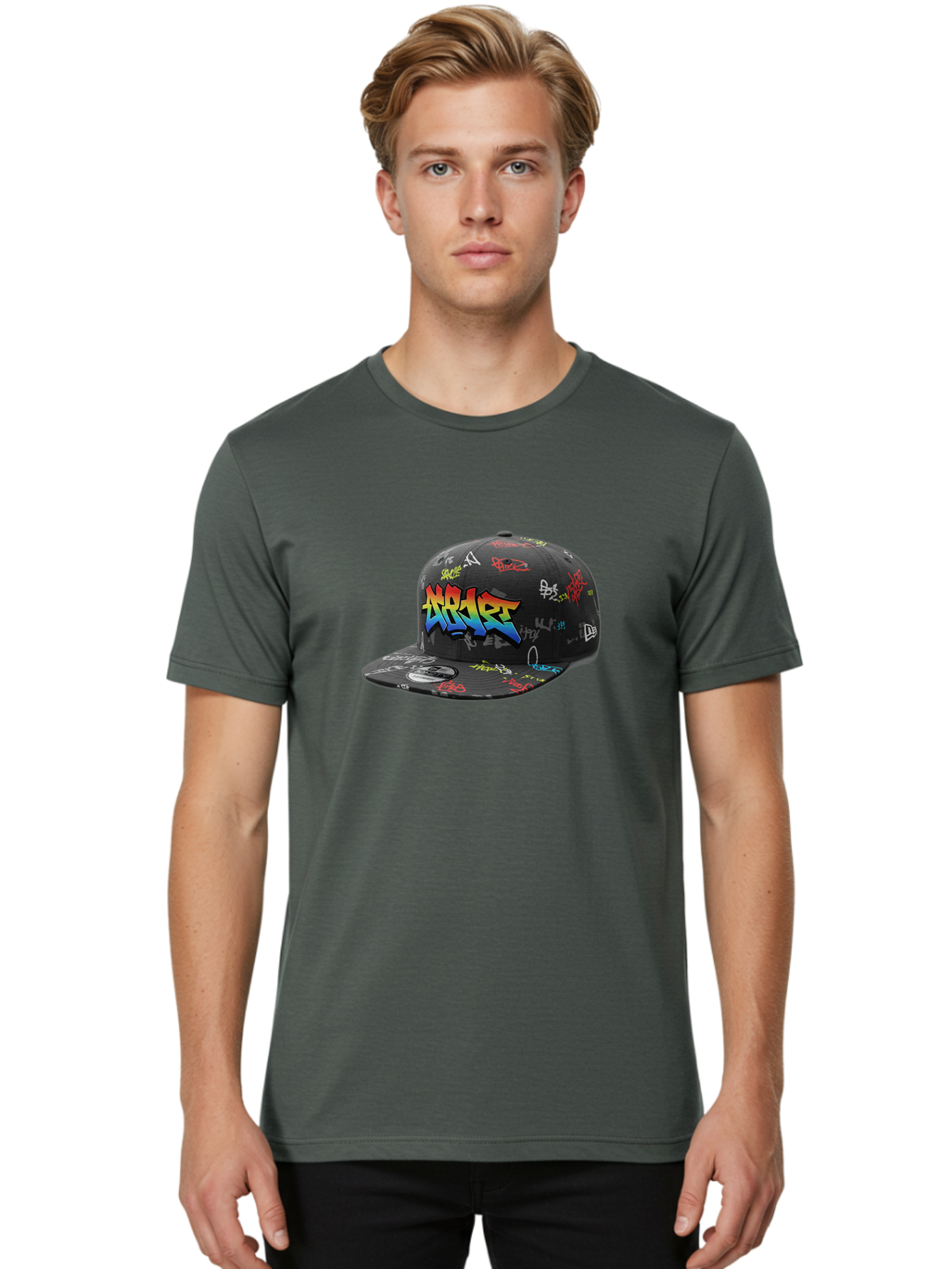 Nike-Air Men'S Graphic Tee, 100% Cotton, Comfortable Casual Summer Wear, Machine Washable, Nike Air Graffiti Hat, Streetwear Fashion, Basketball Cap, Urban Style, Colorful Design, Graffiti Art, New Era, Sportswear, Hip Hop Culture, Bad375 23