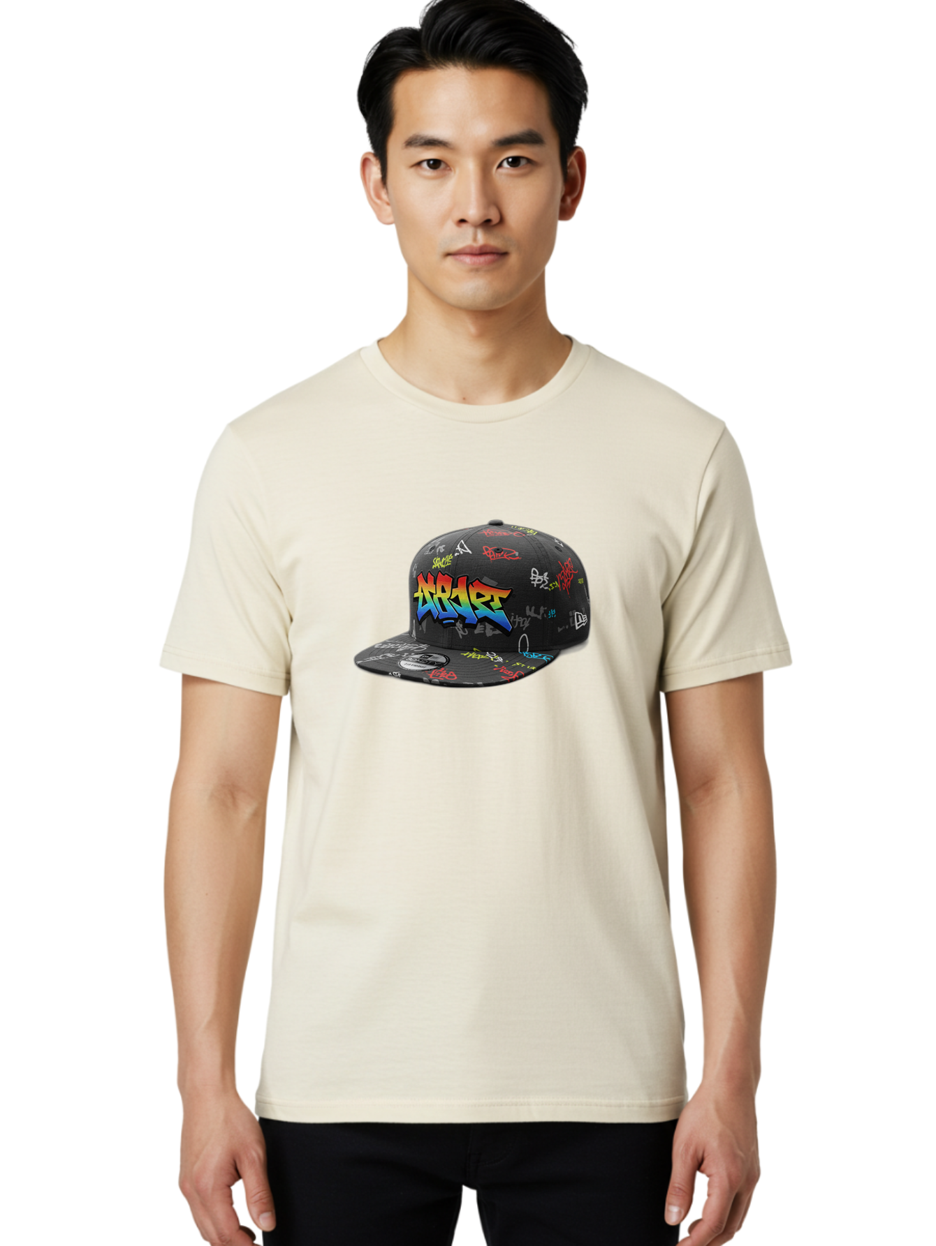 Nike-Air Men'S Graphic Tee, 100% Cotton, Comfortable Casual Summer Wear, Machine Washable, Nike Air Graffiti Hat, Streetwear Fashion, Basketball Cap, Urban Style, Colorful Design, Graffiti Art, New Era, Sportswear, Hip Hop Culture, Bad375 24