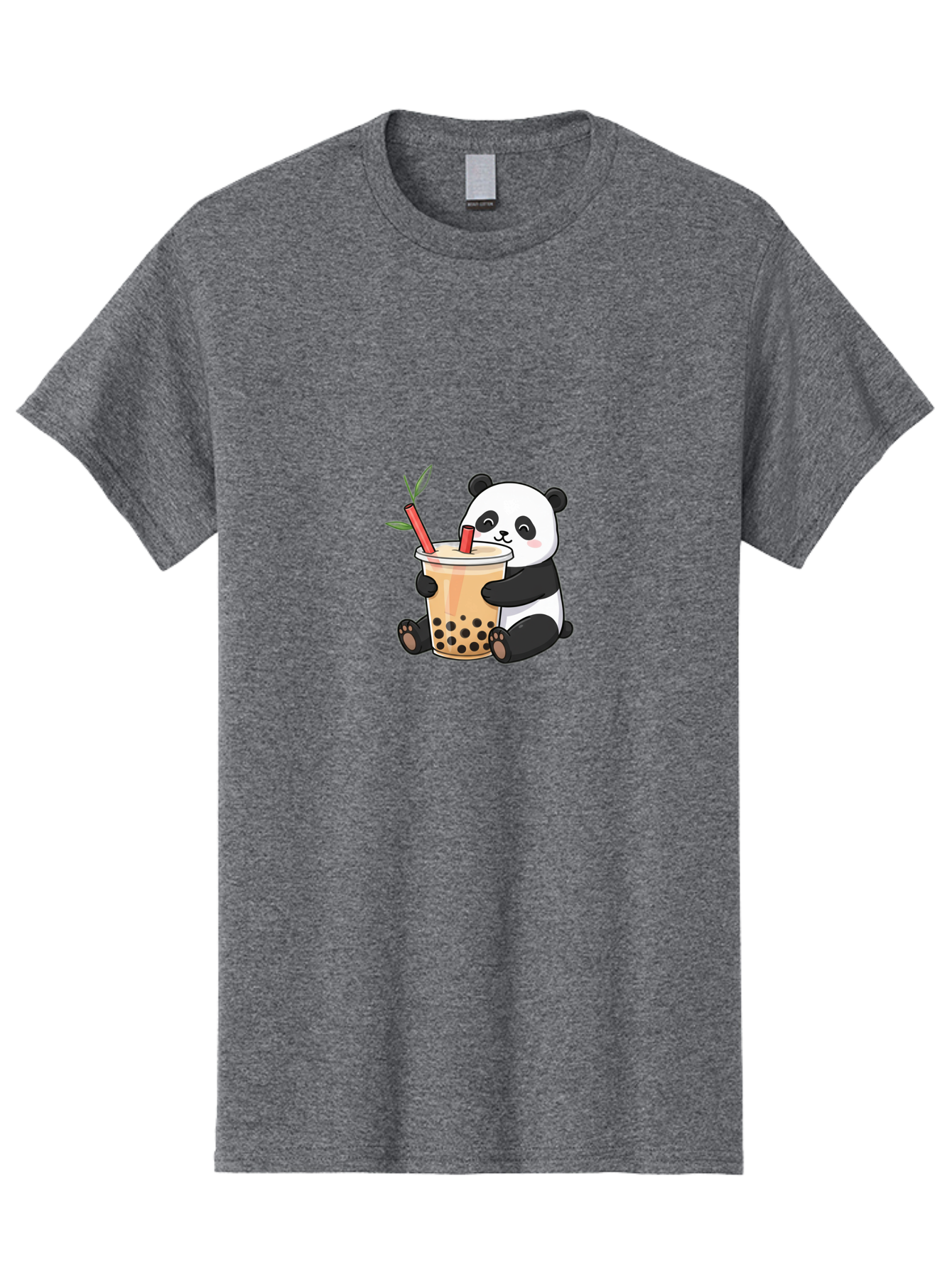 Panda-Bubble-Tea Men'S Graphic Tee, 100% Cotton, Comfortable Casual Summer Wear, Machine Washable, Cute Panda, Bubble Tea, Boba, Kawaii, Cartoon Character, Adorable, Tea Drink, Straw, Black Boba, Milk Tea, Happy Panda, Tea Lover, Boba Lover Bad399 4