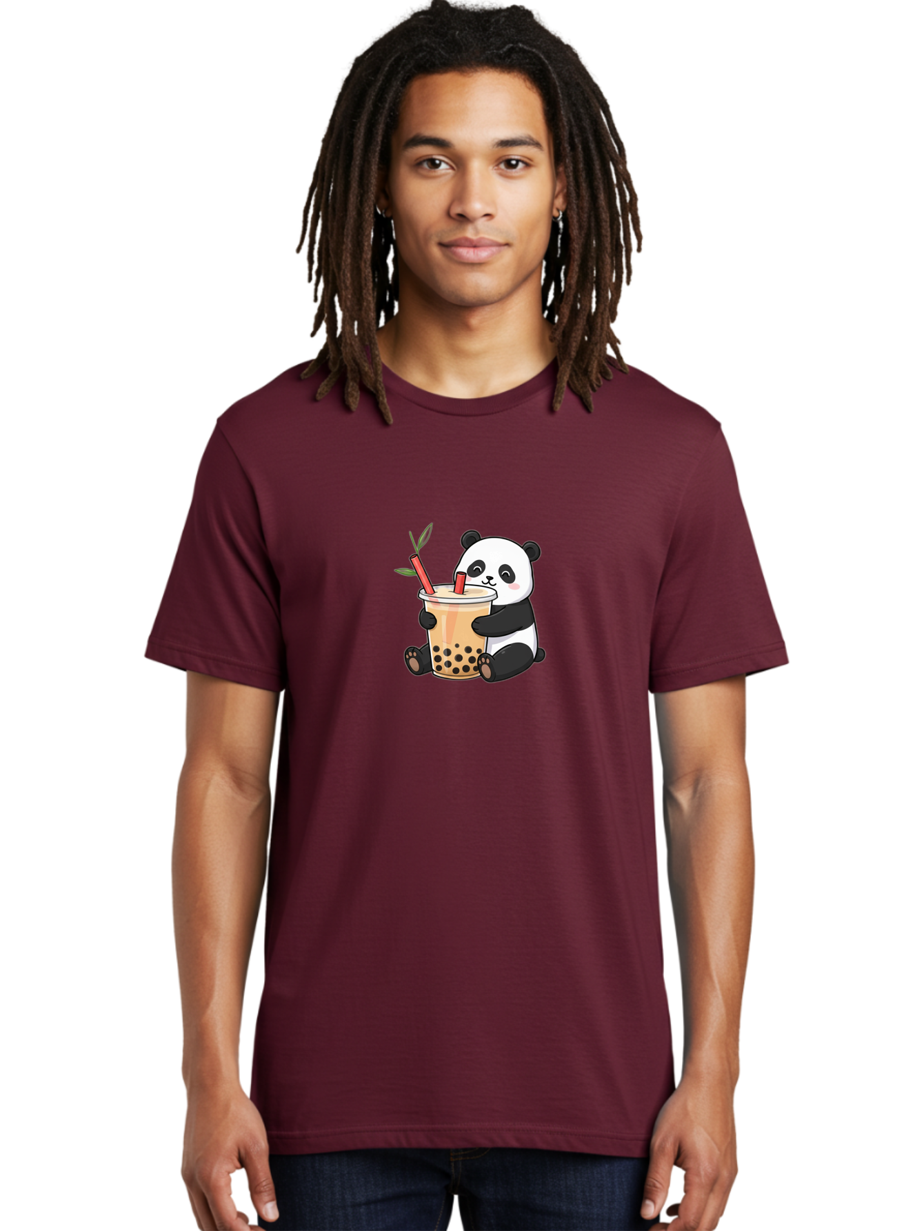 Panda-Bubble-Tea Men'S Graphic Tee, 100% Cotton, Comfortable Casual Summer Wear, Machine Washable, Cute Panda, Bubble Tea, Boba, Kawaii, Cartoon Character, Adorable, Tea Drink, Straw, Black Boba, Milk Tea, Happy Panda, Tea Lover, Boba Lover Bad399 16