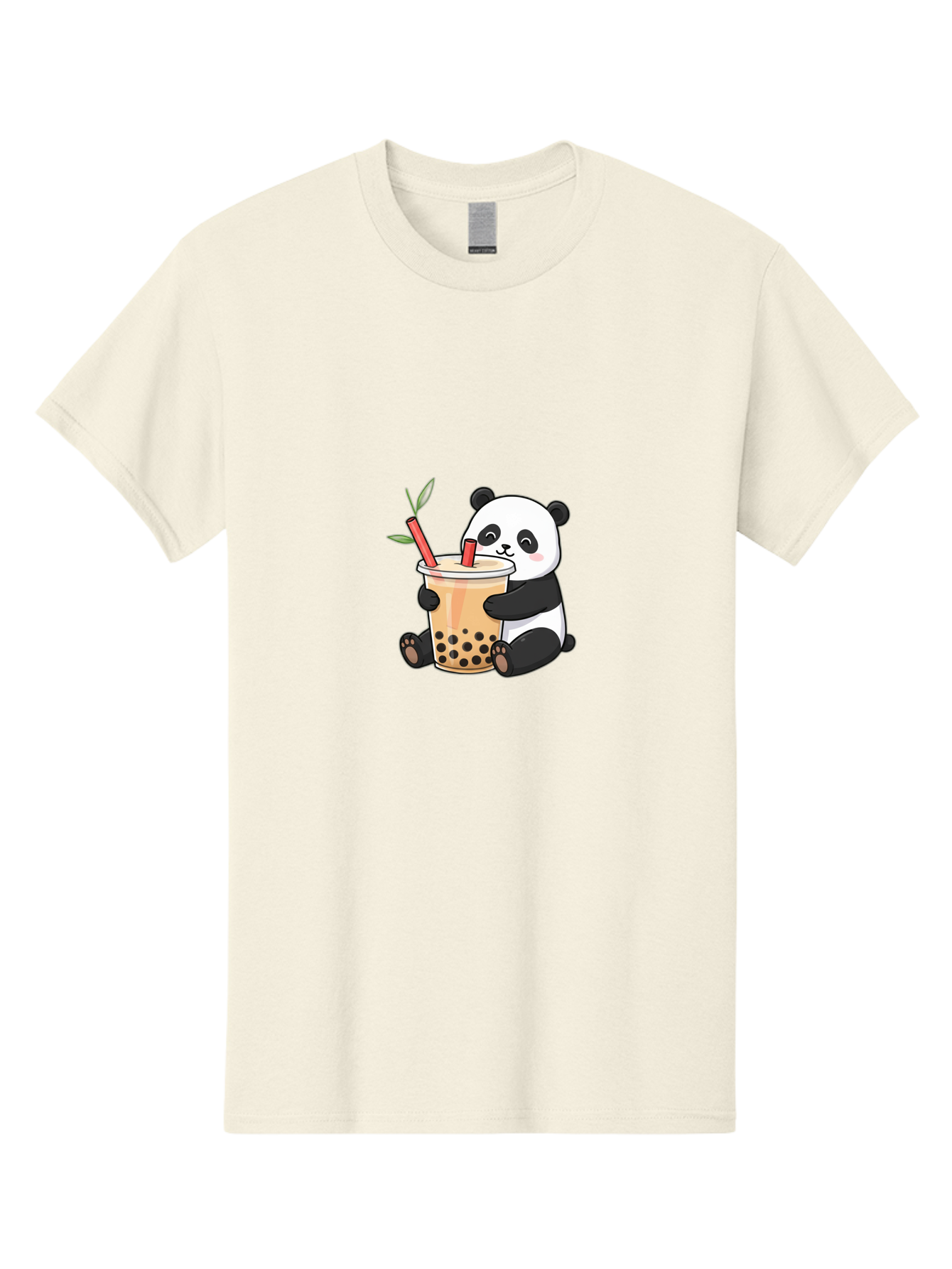 Panda-Bubble-Tea Men'S Graphic Tee, 100% Cotton, Comfortable Casual Summer Wear, Machine Washable, Cute Panda, Bubble Tea, Boba, Kawaii, Cartoon Character, Adorable, Tea Drink, Straw, Black Boba, Milk Tea, Happy Panda, Tea Lover, Boba Lover Bad399 5
