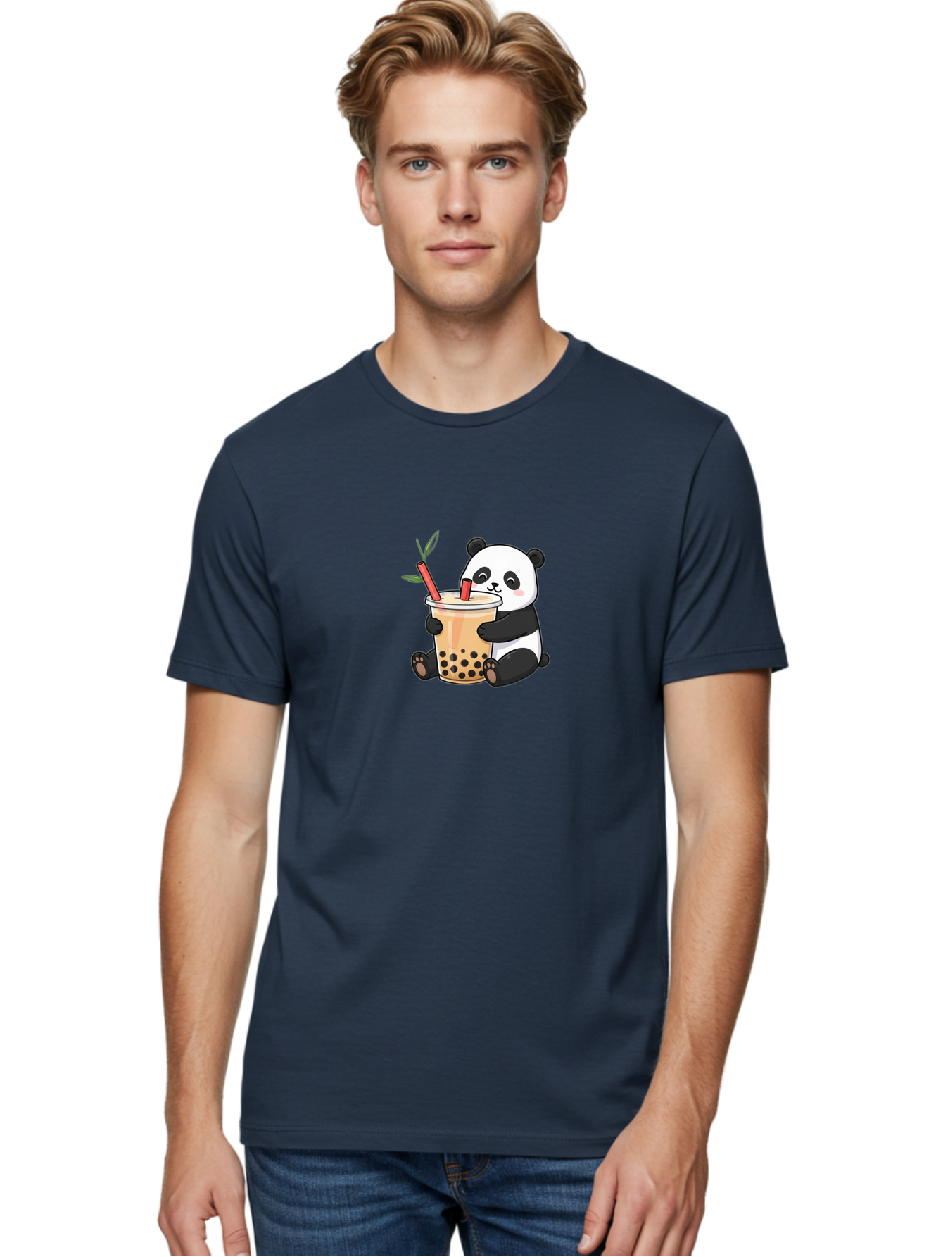 Panda-Bubble-Tea Men'S Graphic Tee, 100% Cotton, Comfortable Casual Summer Wear, Machine Washable, Cute Panda, Bubble Tea, Boba, Kawaii, Cartoon Character, Adorable, Tea Drink, Straw, Black Boba, Milk Tea, Happy Panda, Tea Lover, Boba Lover Bad399 22