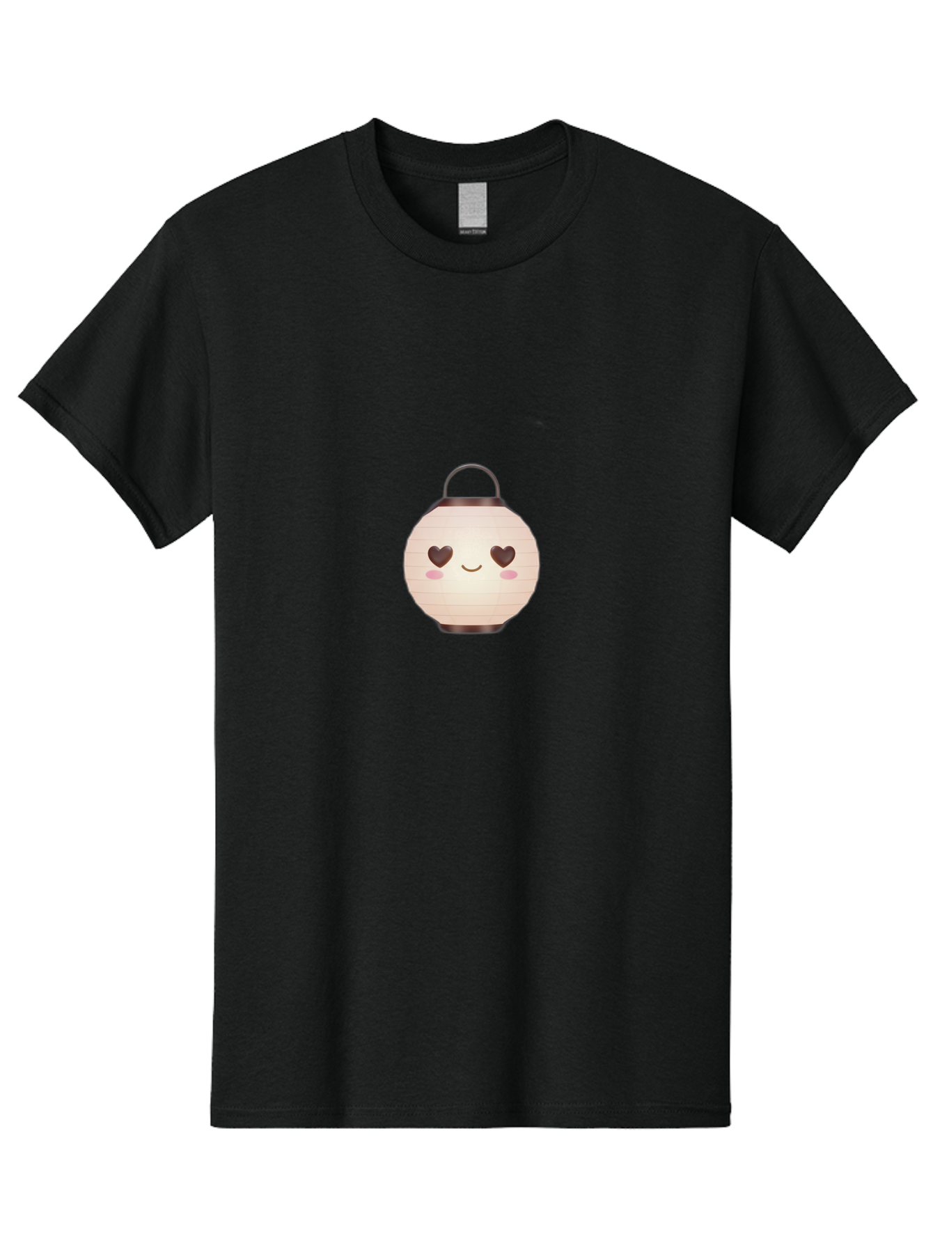 Paper-Lantern Men'S Graphic Tee, 100% Cotton, Comfortable Casual Summer Wear, Machine Washable, Paper Lantern With Heart-Shaped Eyes, Cartoon Style, Cute Expression, Pink Cheeks, Smiling Face, Kawaii Design, Love Symbol, Lantern Character Bad406 12