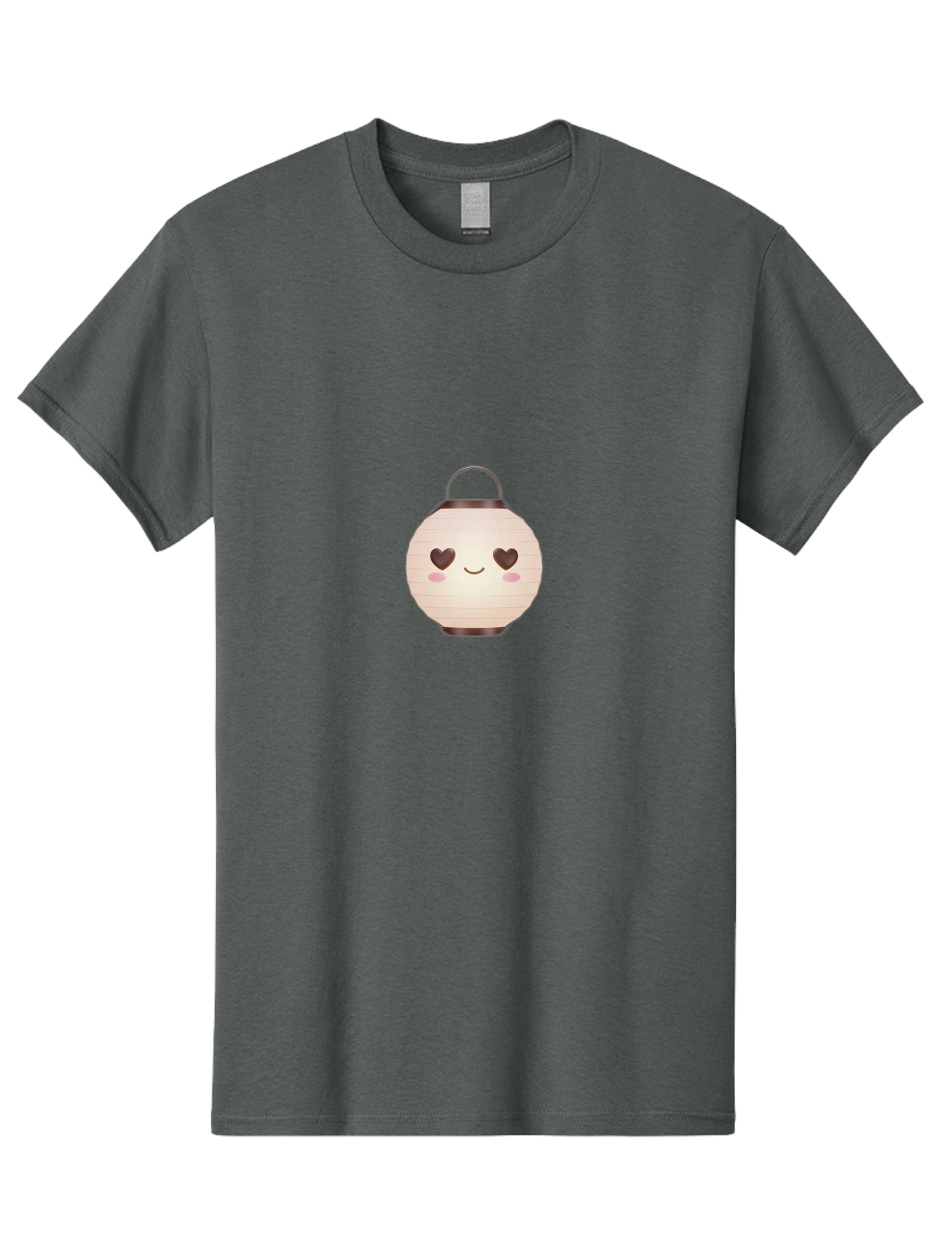 Paper-Lantern Men'S Graphic Tee, 100% Cotton, Comfortable Casual Summer Wear, Machine Washable, Paper Lantern With Heart-Shaped Eyes, Cartoon Style, Cute Expression, Pink Cheeks, Smiling Face, Kawaii Design, Love Symbol, Lantern Character Bad406 10