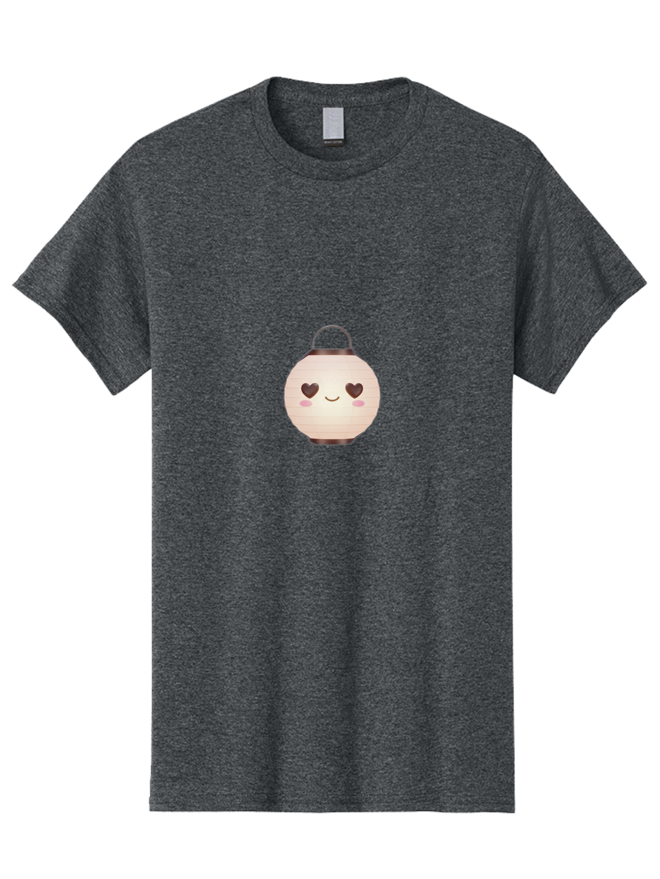 Paper-Lantern Men'S Graphic Tee, 100% Cotton, Comfortable Casual Summer Wear, Machine Washable, Paper Lantern With Heart-Shaped Eyes, Cartoon Style, Cute Expression, Pink Cheeks, Smiling Face, Kawaii Design, Love Symbol, Lantern Character Bad406 13
