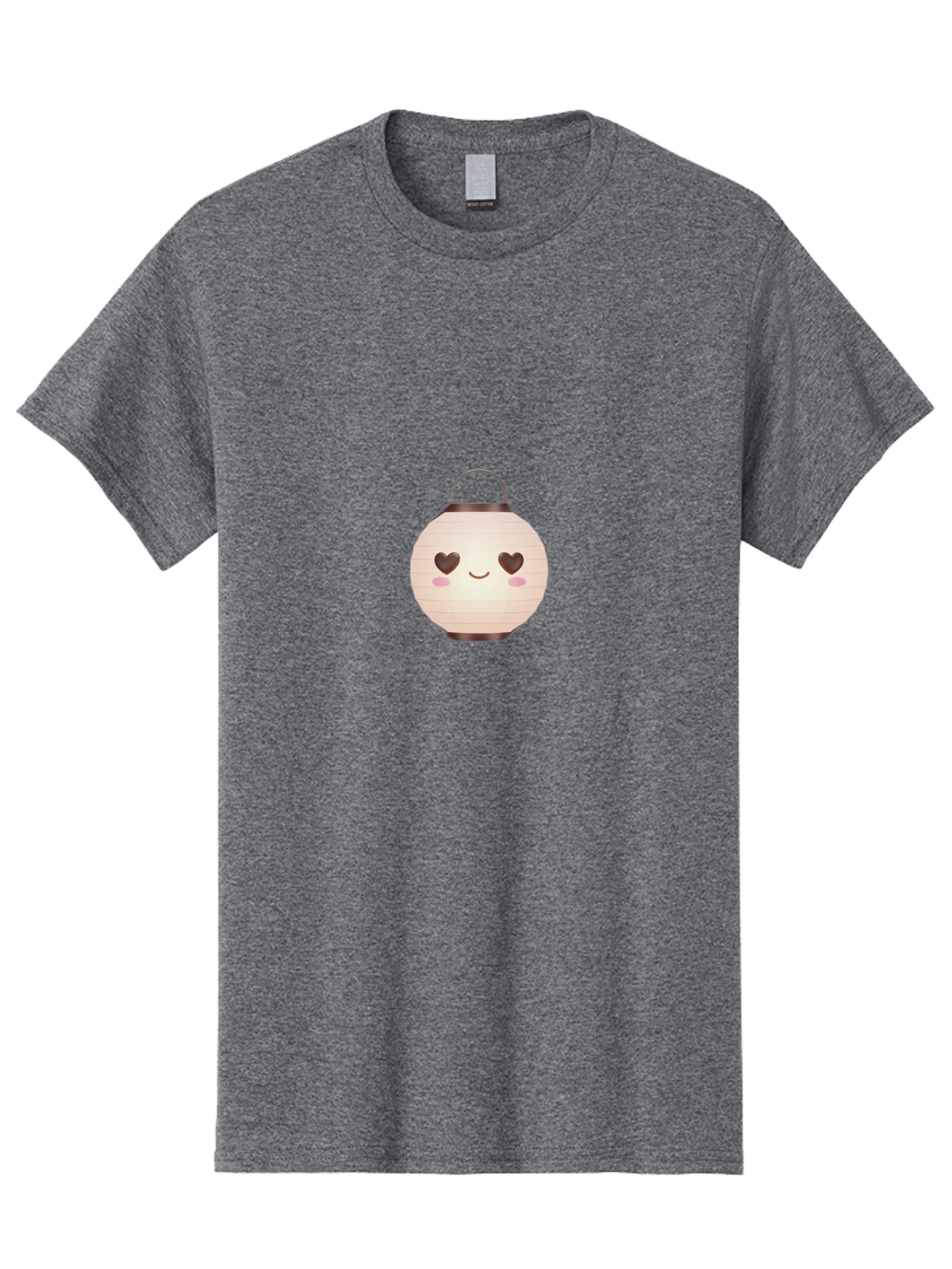 Paper-Lantern Men'S Graphic Tee, 100% Cotton, Comfortable Casual Summer Wear, Machine Washable, Paper Lantern With Heart-Shaped Eyes, Cartoon Style, Cute Expression, Pink Cheeks, Smiling Face, Kawaii Design, Love Symbol, Lantern Character Bad406 7