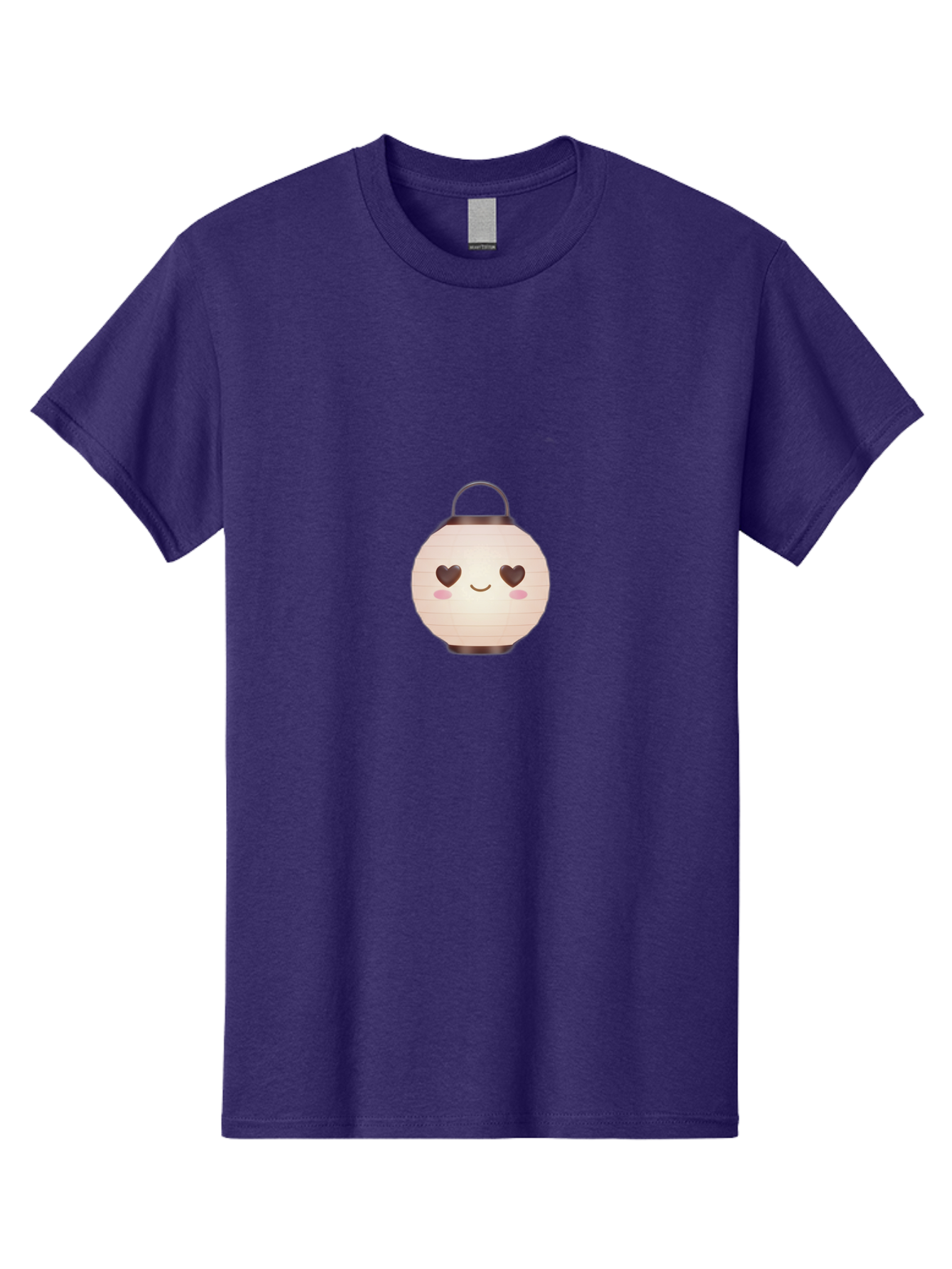 Paper-Lantern Men'S Graphic Tee, 100% Cotton, Comfortable Casual Summer Wear, Machine Washable, Paper Lantern With Heart-Shaped Eyes, Cartoon Style, Cute Expression, Pink Cheeks, Smiling Face, Kawaii Design, Love Symbol, Lantern Character Bad406 2